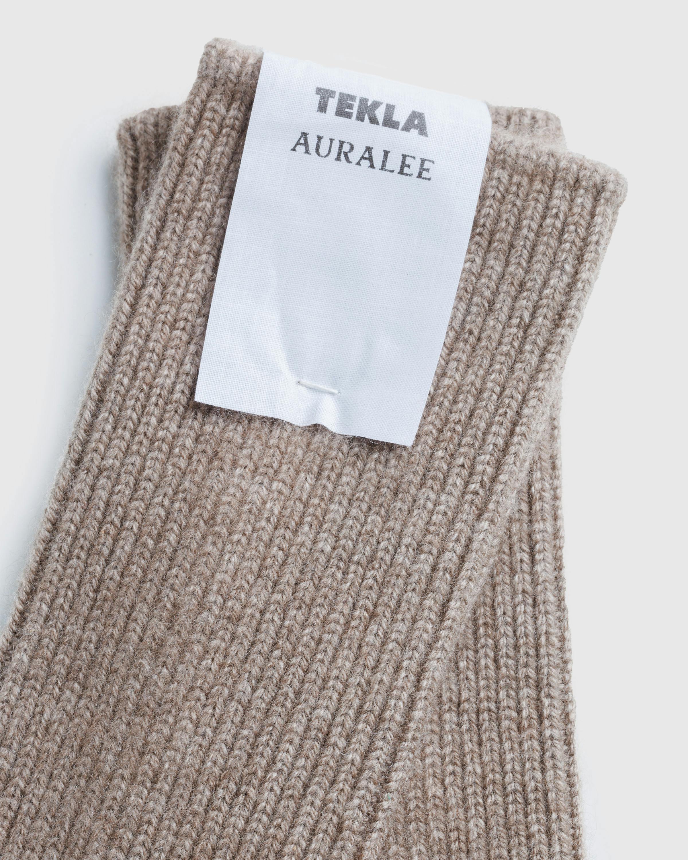 Tekla x Auralee – Baby Cashmere Night Socks Natural Brown - Ankle - Image 4