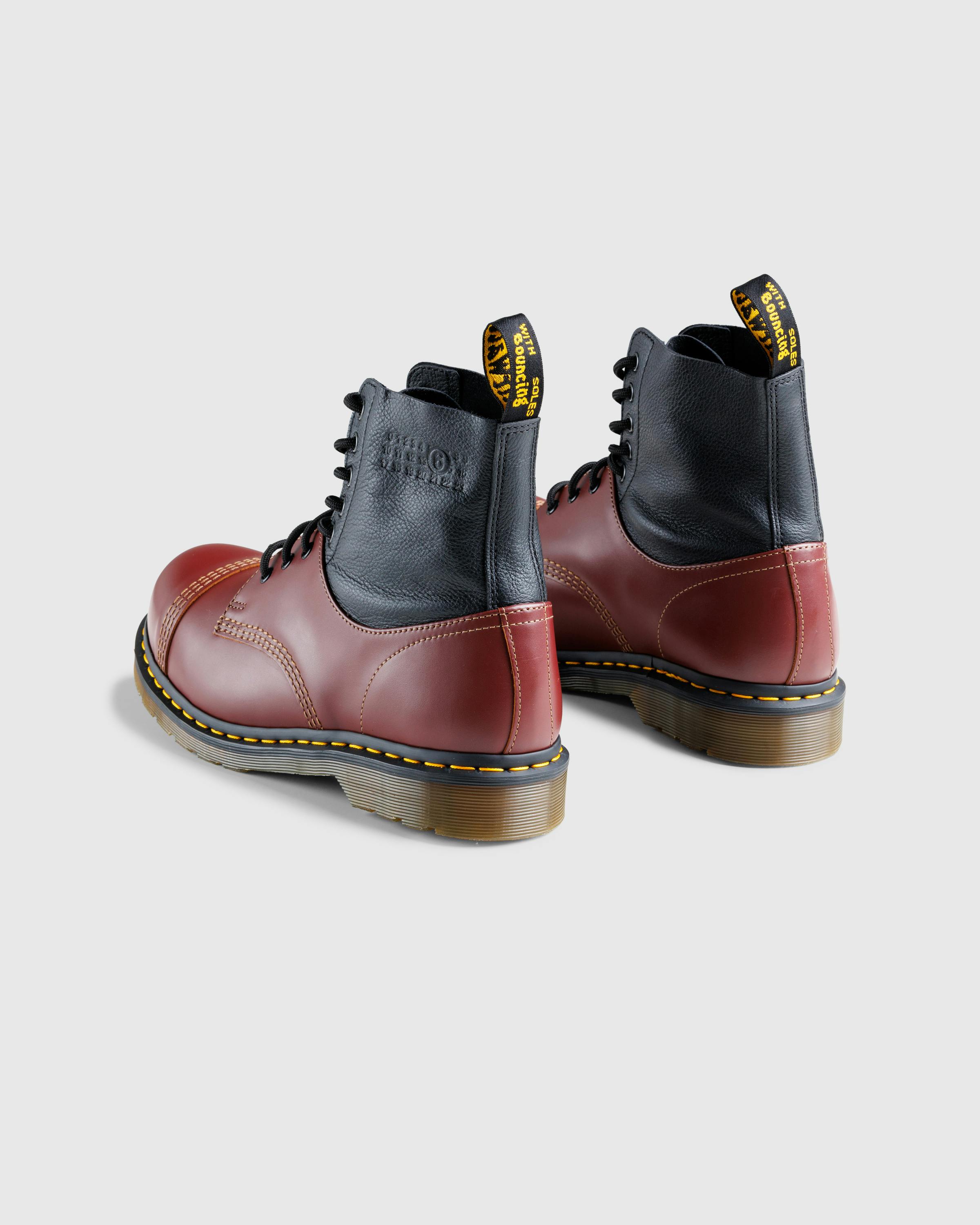 MM6 Maison Margiela x Dr. Martens – Ankle Boot Oxblood Red/Black - Laced Up Boots - Red - Image 5