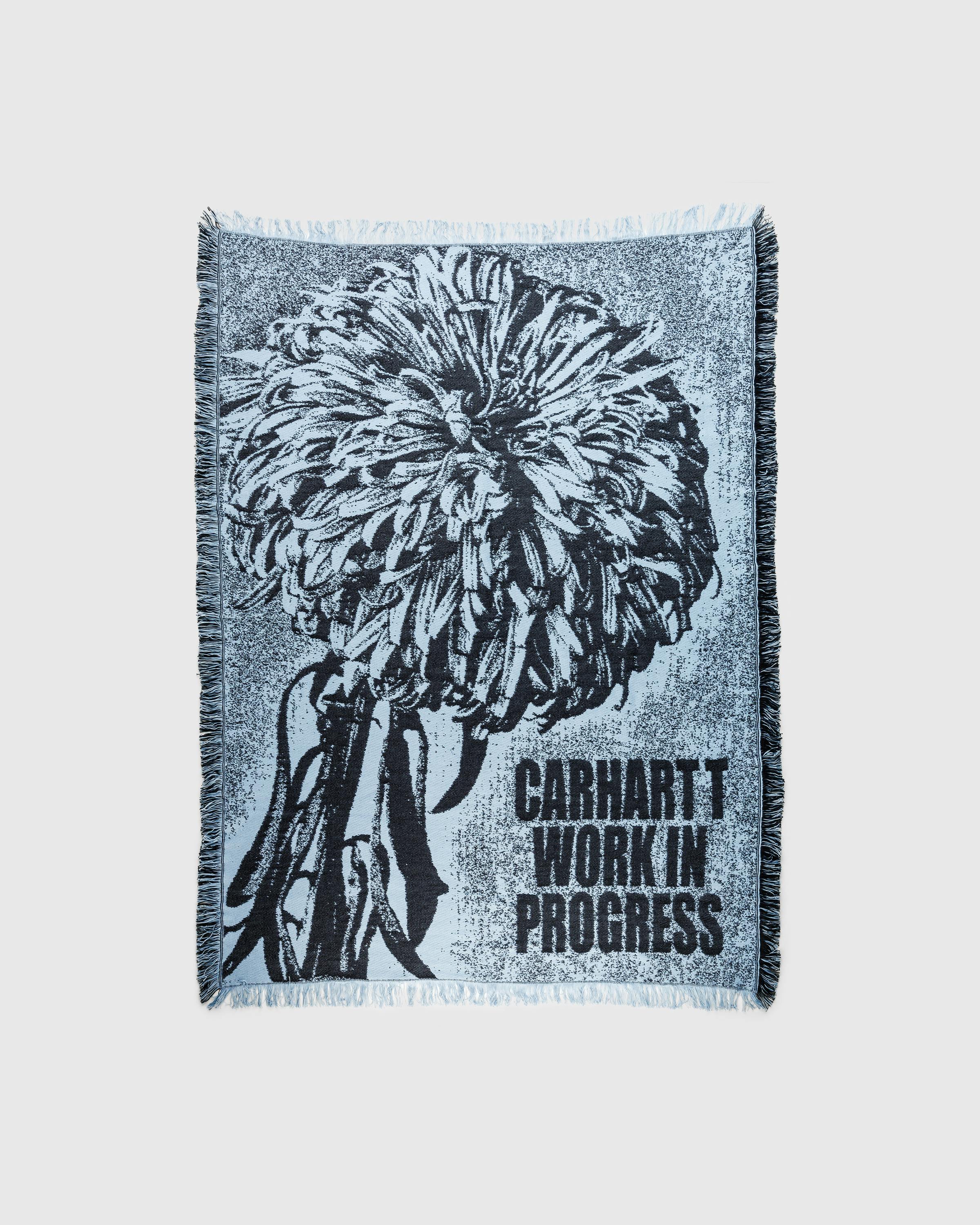 Carhartt WIP – Chrysanthemum Woven Blanket Misty Sky/Black - Blankets & Throws - Blue - Image 2