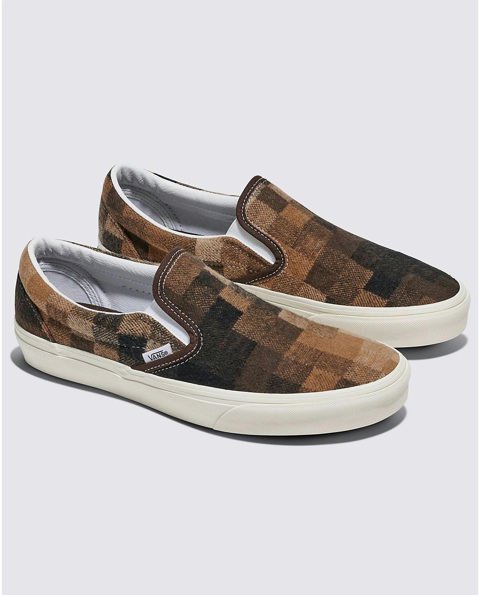 vans slip-on sweater check brown