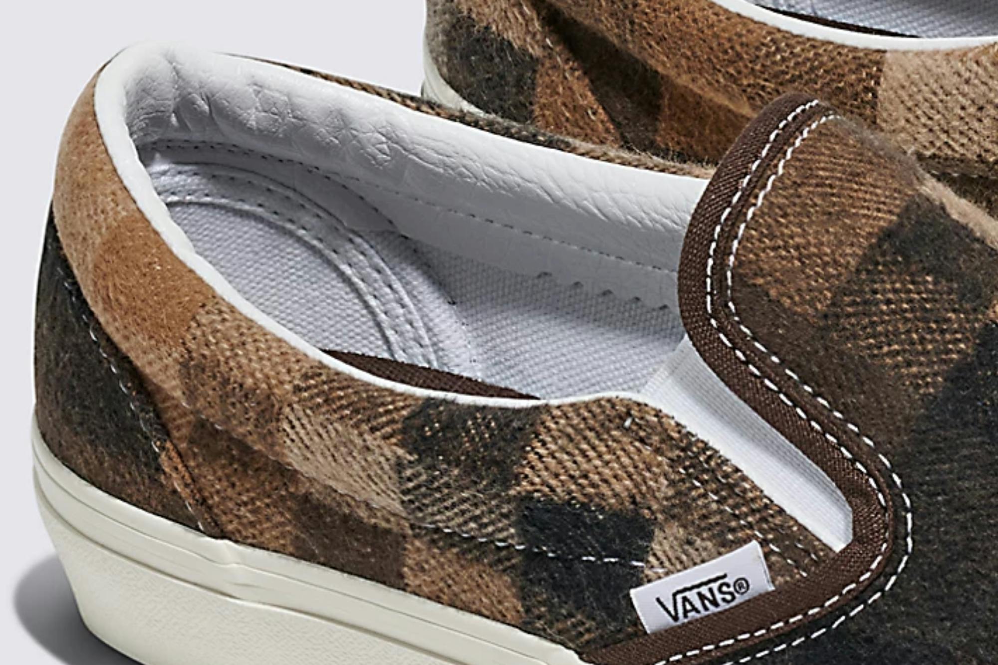 vans slip-on sweater check brown