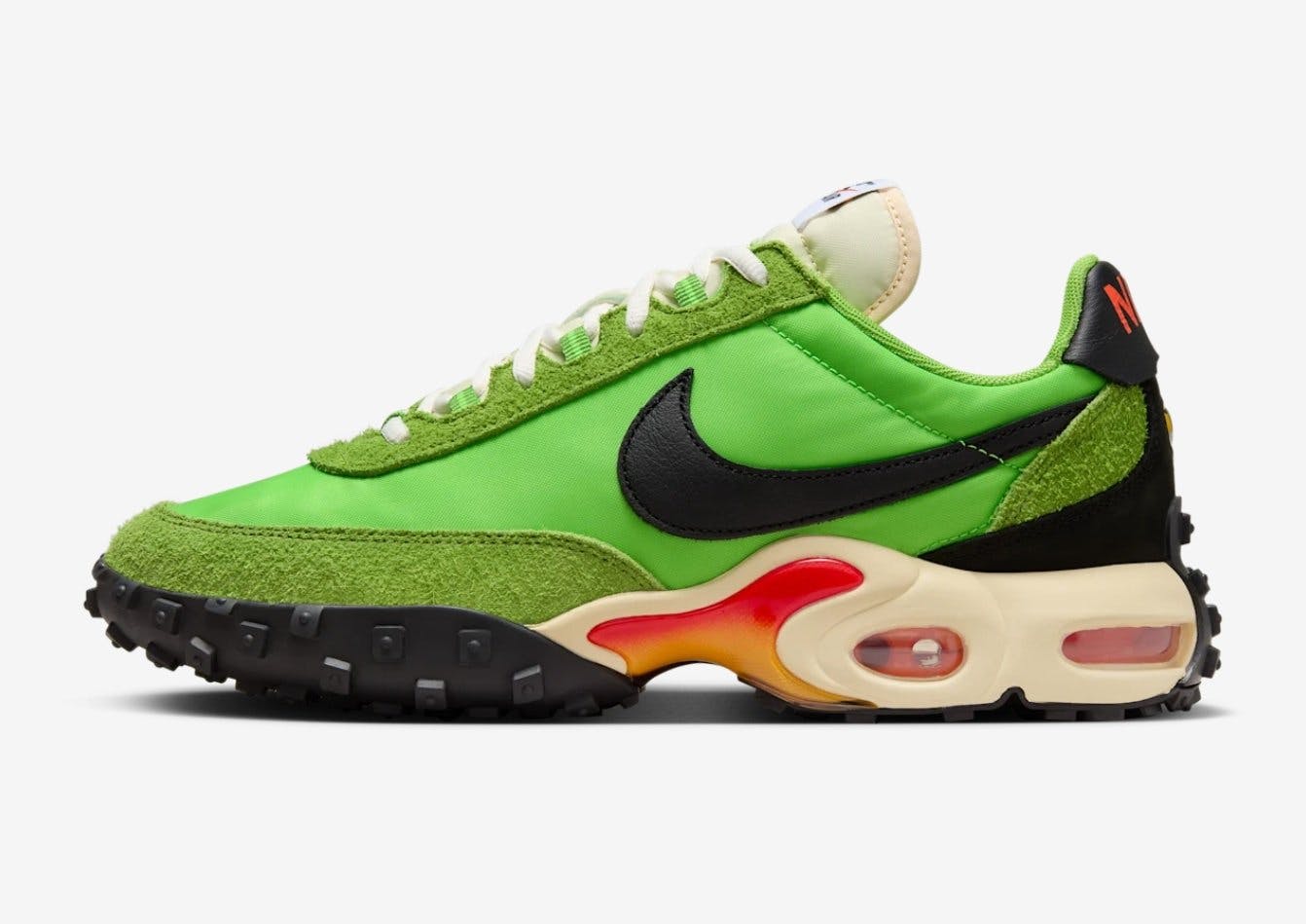 nike air max waffle sneaker running shoe in yellow and green and black