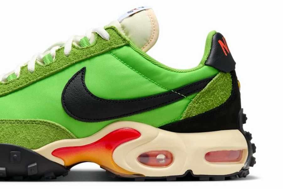 nike air max waffle sneaker running shoe in yellow and green and black