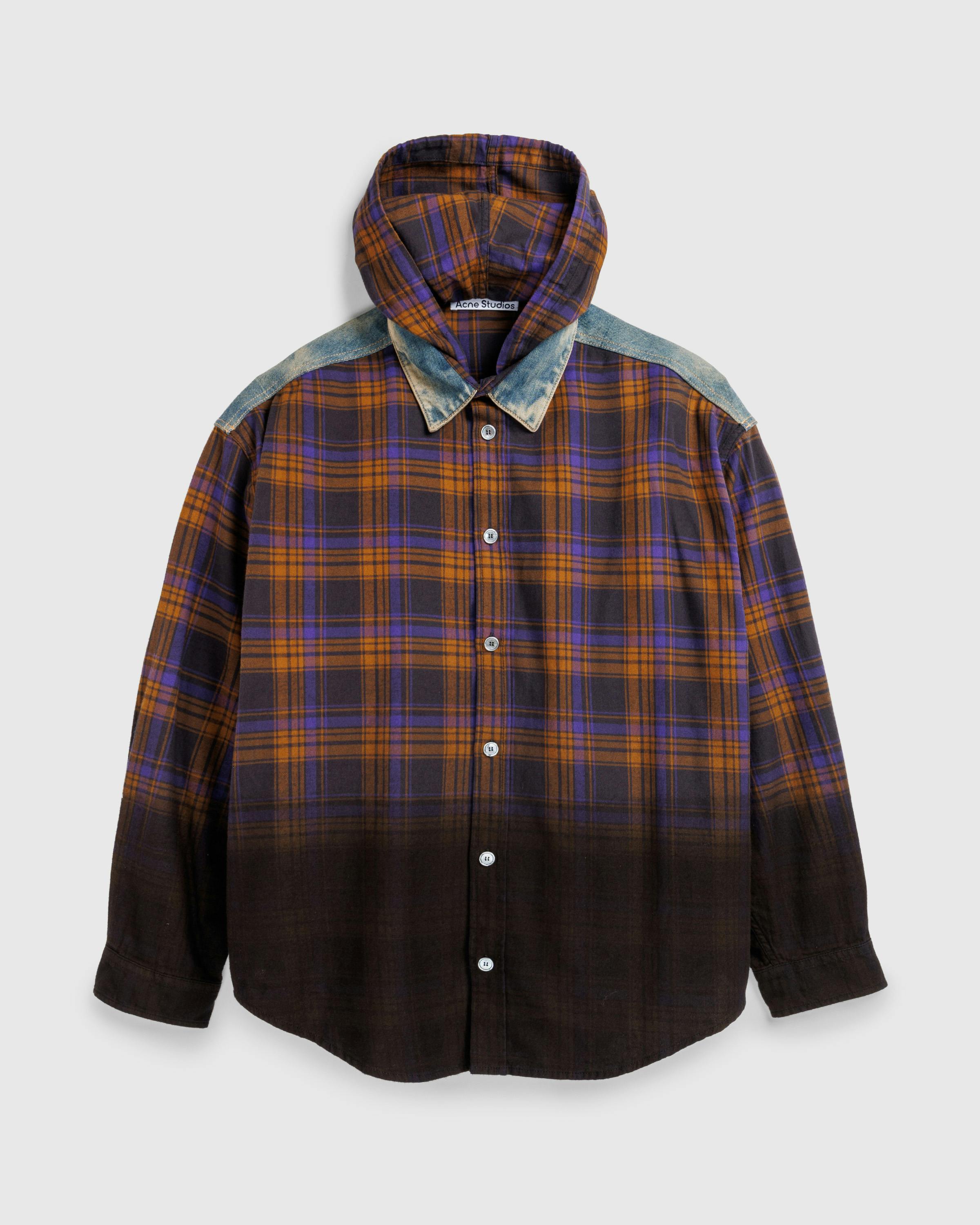 Acne Studios – Hooded Button-Up Shirt Purple/Brown - Longsleeve Shirts - Purple - Image 1