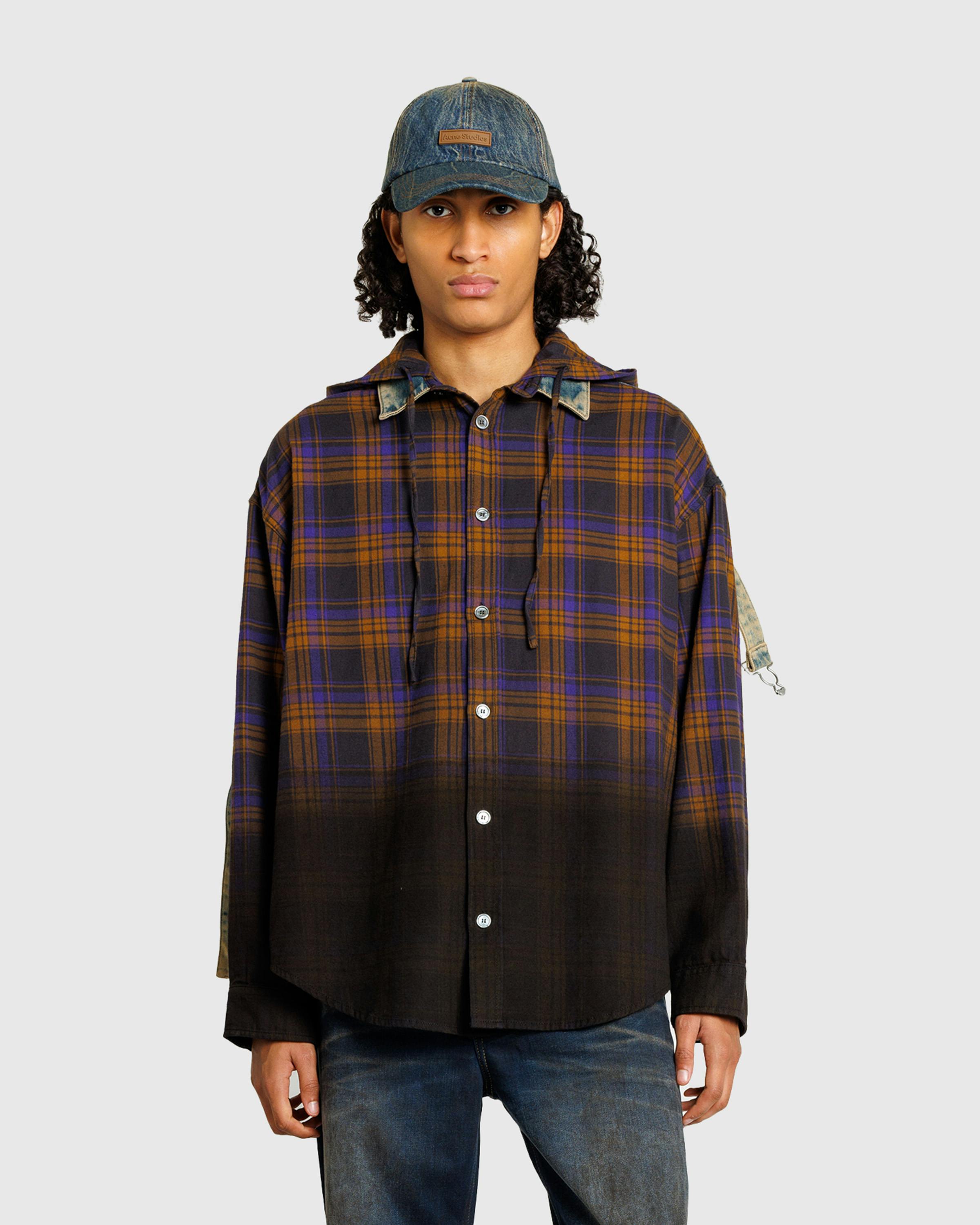 Acne Studios – Hooded Button-Up Shirt Purple/Brown - Longsleeve Shirts - Purple - Image 2