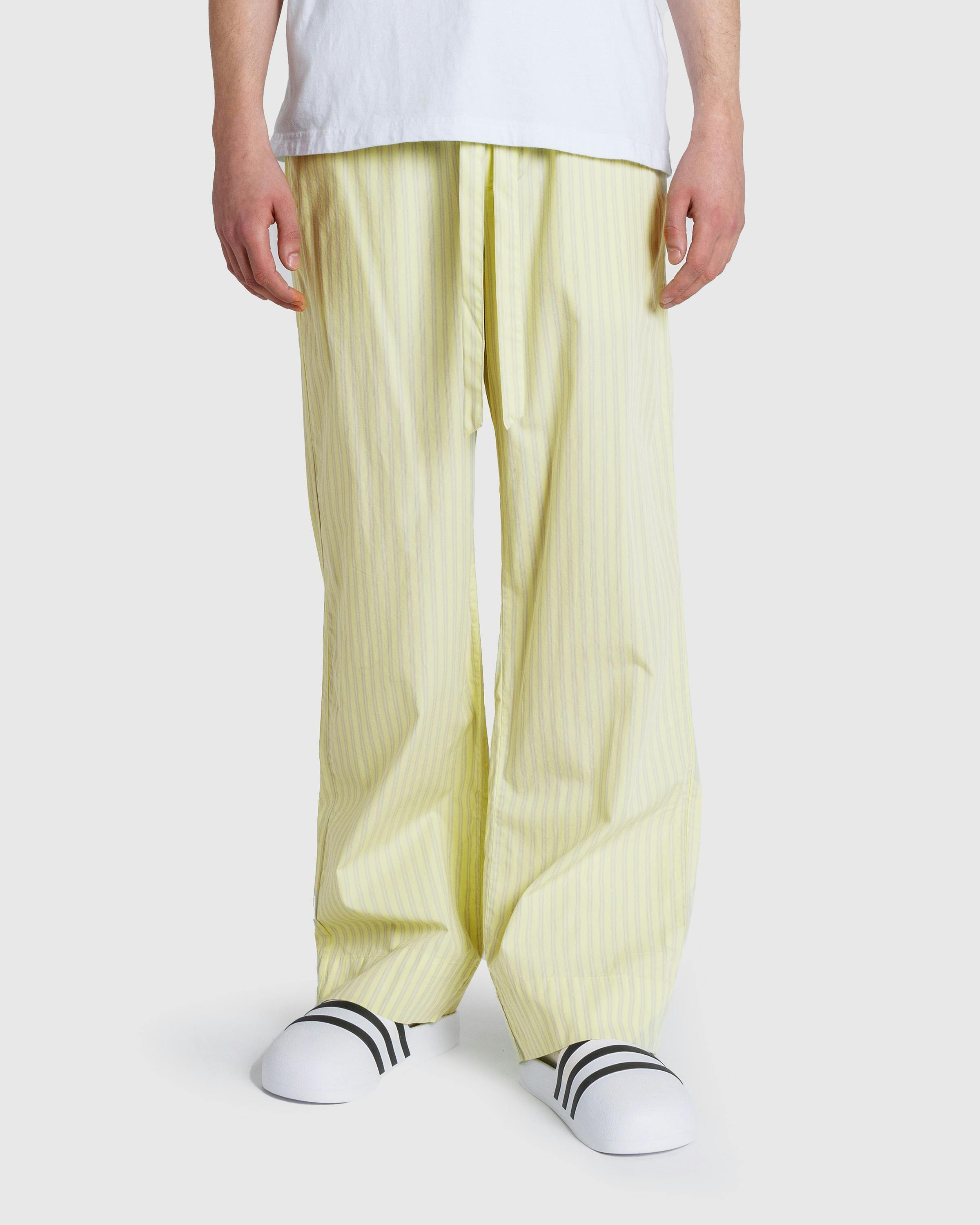 Tekla x Auralee – Cotton Poplin Pyjamas Pants Light Moss Stripes - Pyjamas - Image 2