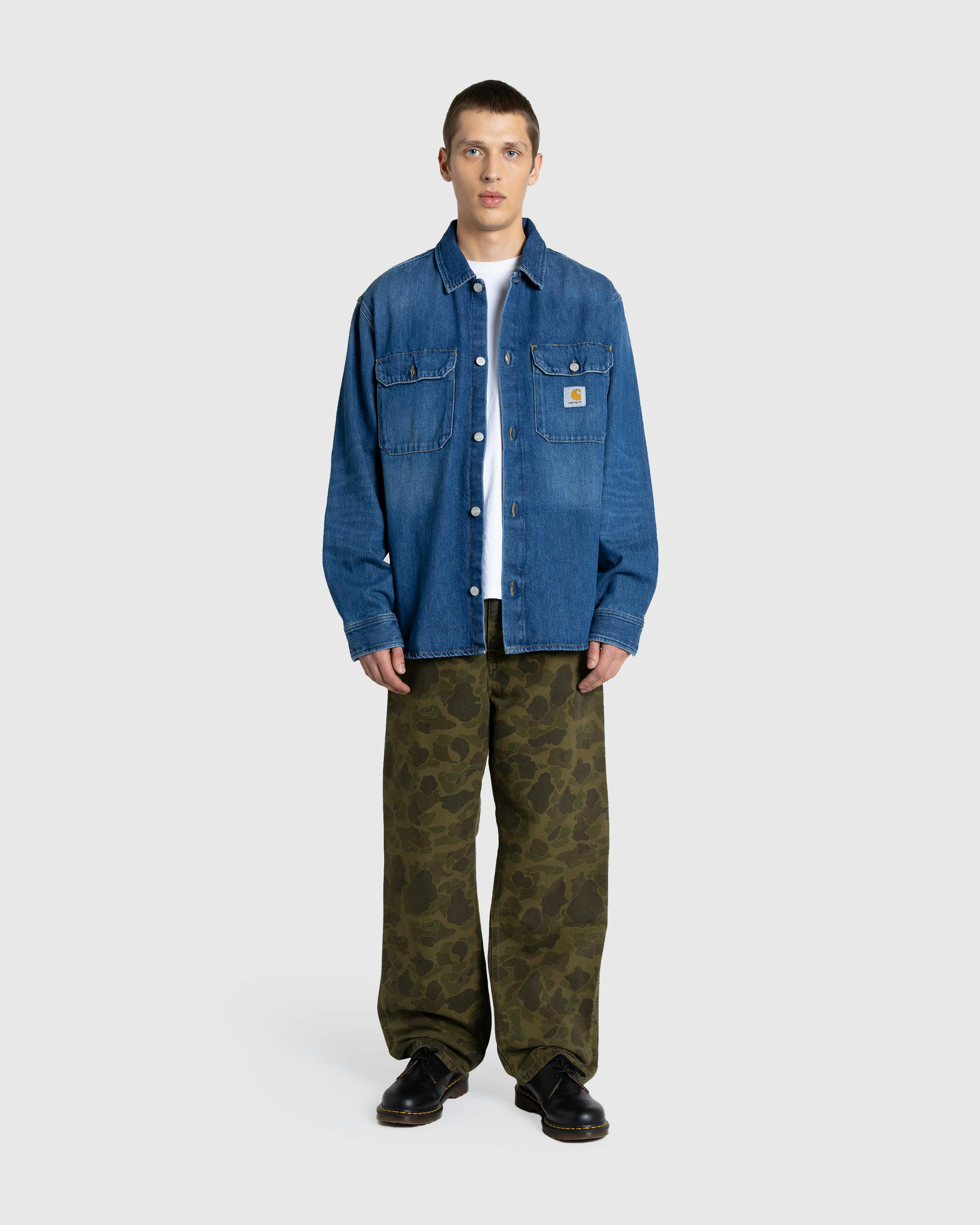 Carhartt WIP – Harvey Shirt Jacket Blue/Dark Used Wash - Longsleeve Shirts - Blue - Image 3