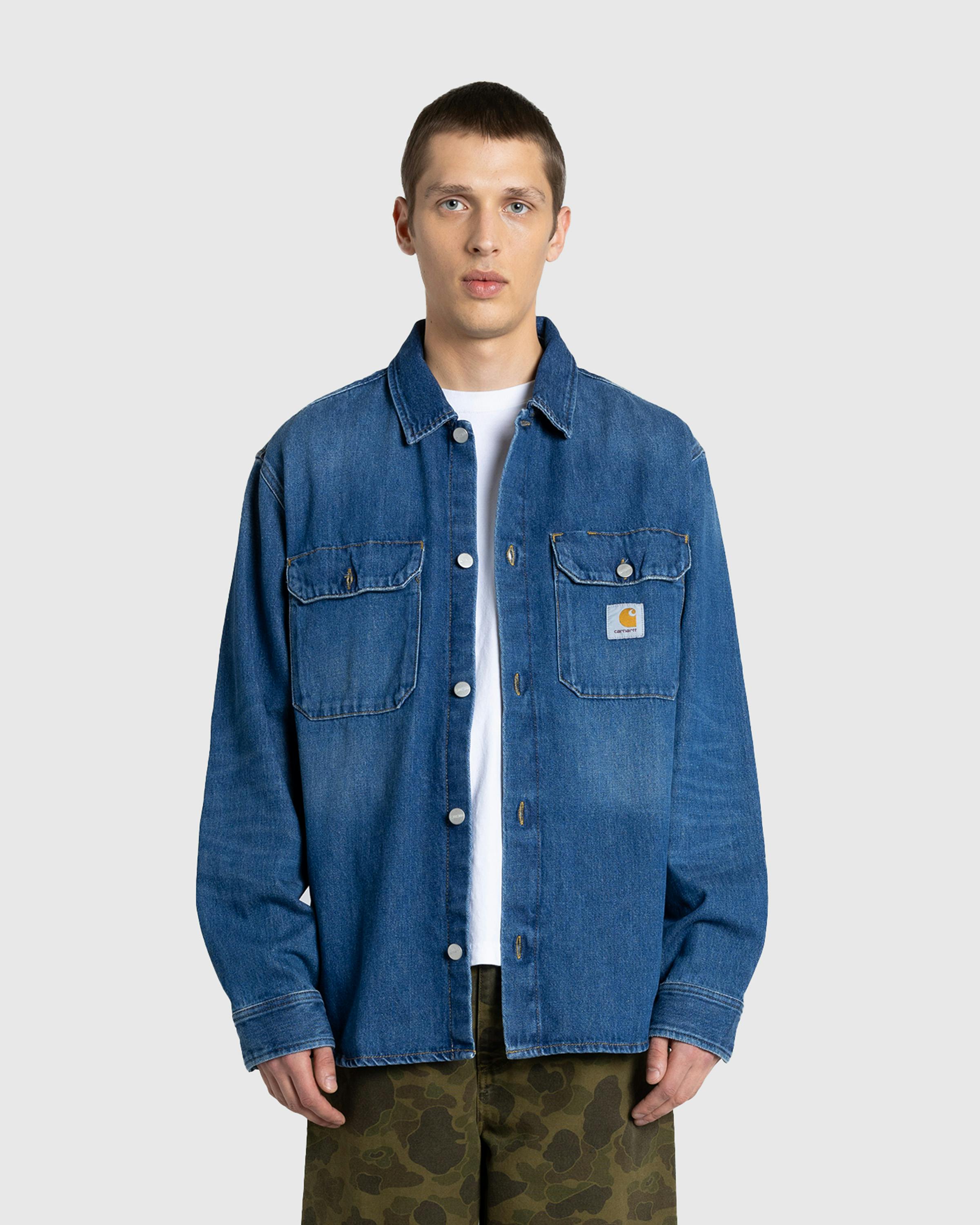 Carhartt WIP – Harvey Shirt Jacket Blue/Dark Used Wash - Longsleeve Shirts - Blue - Image 2