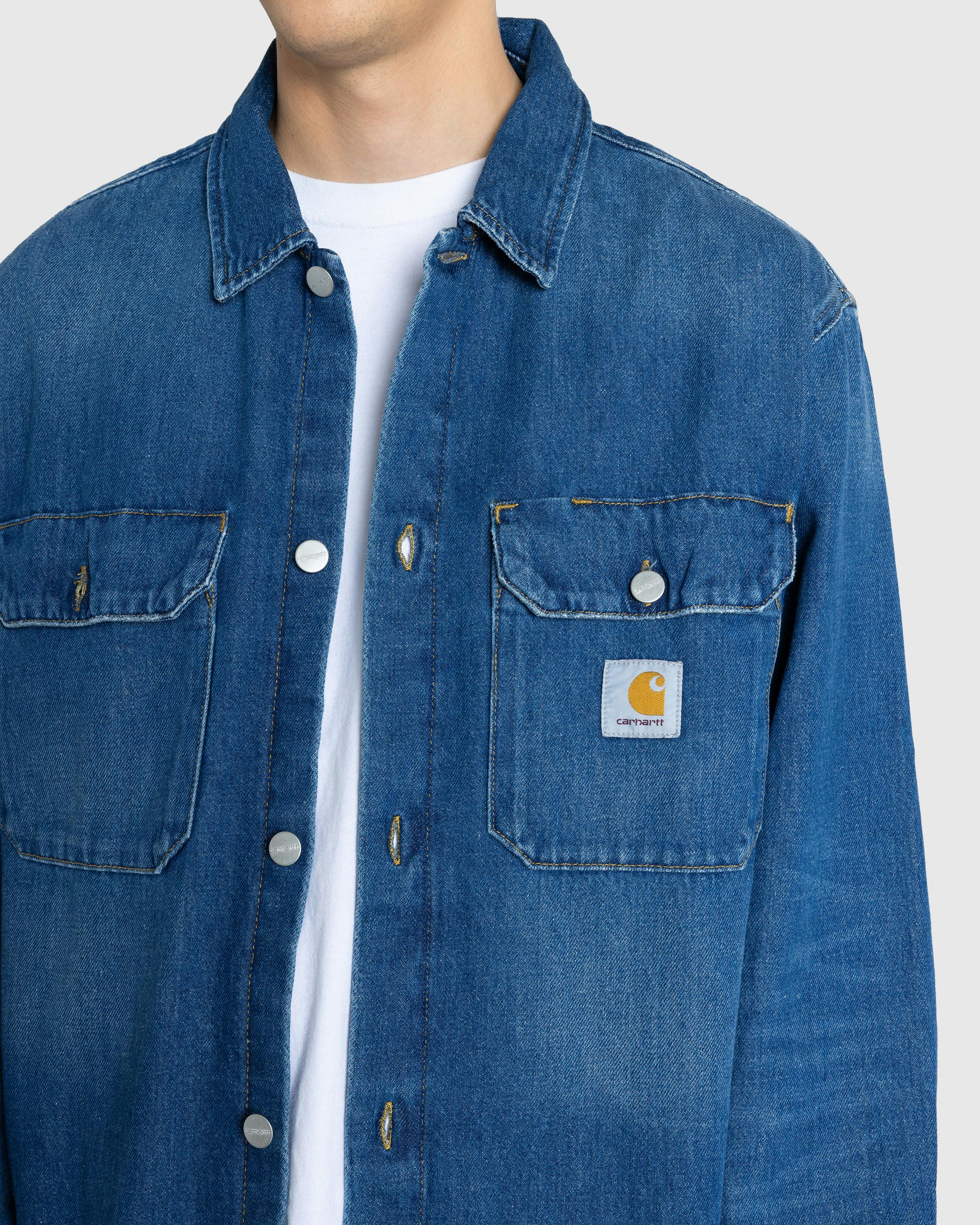 Carhartt WIP – Harvey Shirt Jacket Blue/Dark Used Wash - Longsleeve Shirts - Blue - Image 8