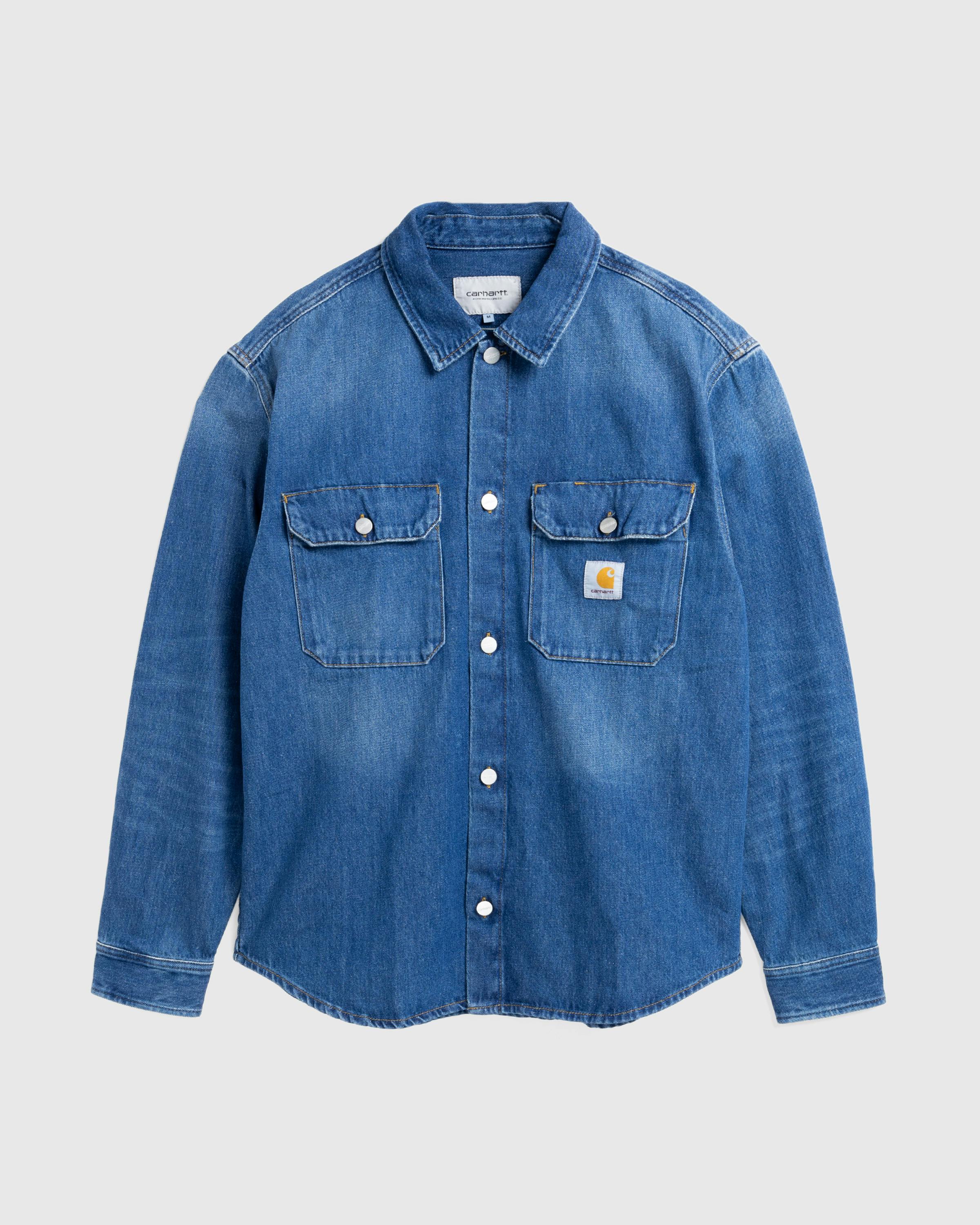 Carhartt WIP – Harvey Shirt Jacket Blue/Dark Used Wash - Longsleeve Shirts - Blue - Image 1