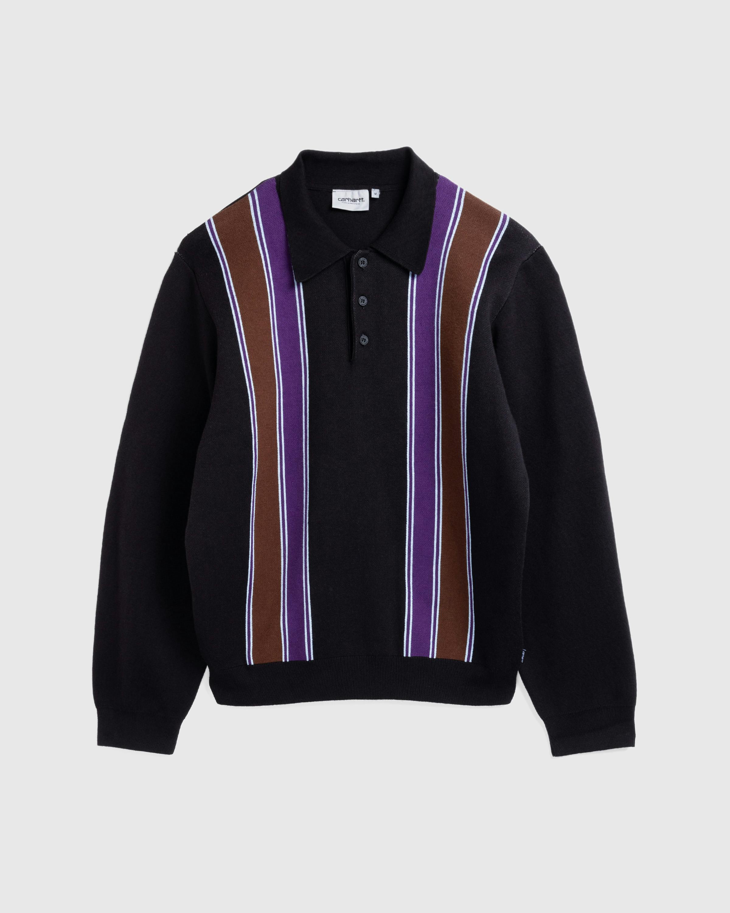 Carhartt WIP – Longsleeve Arlo Polo Black/Kendricks Stripe - Polos - Black - Image 1