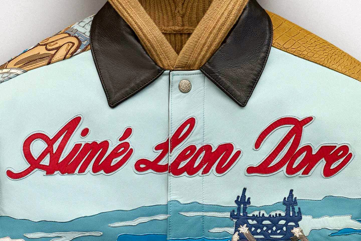 aime leon dore leather jacket