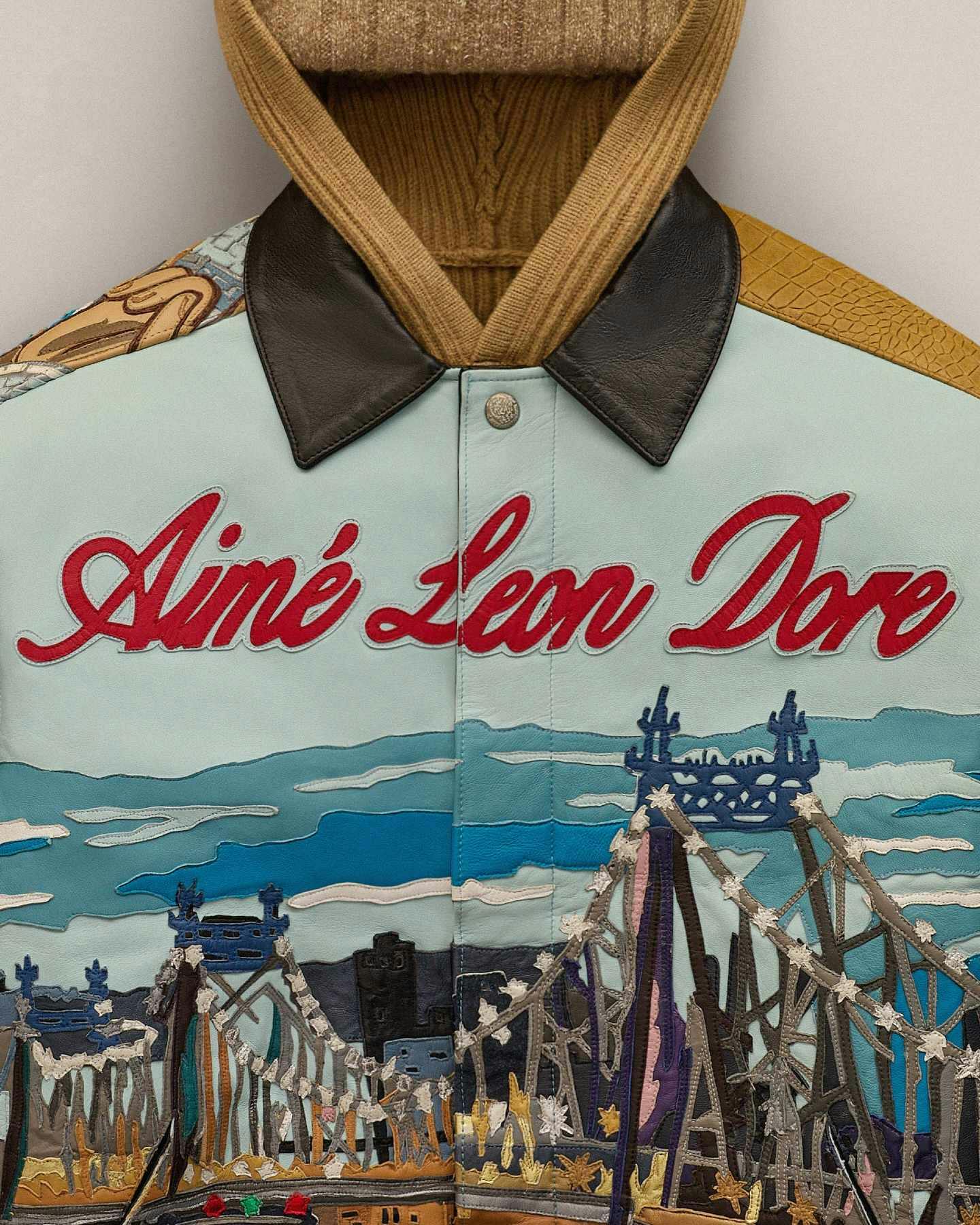 aime leon dore leather jacket