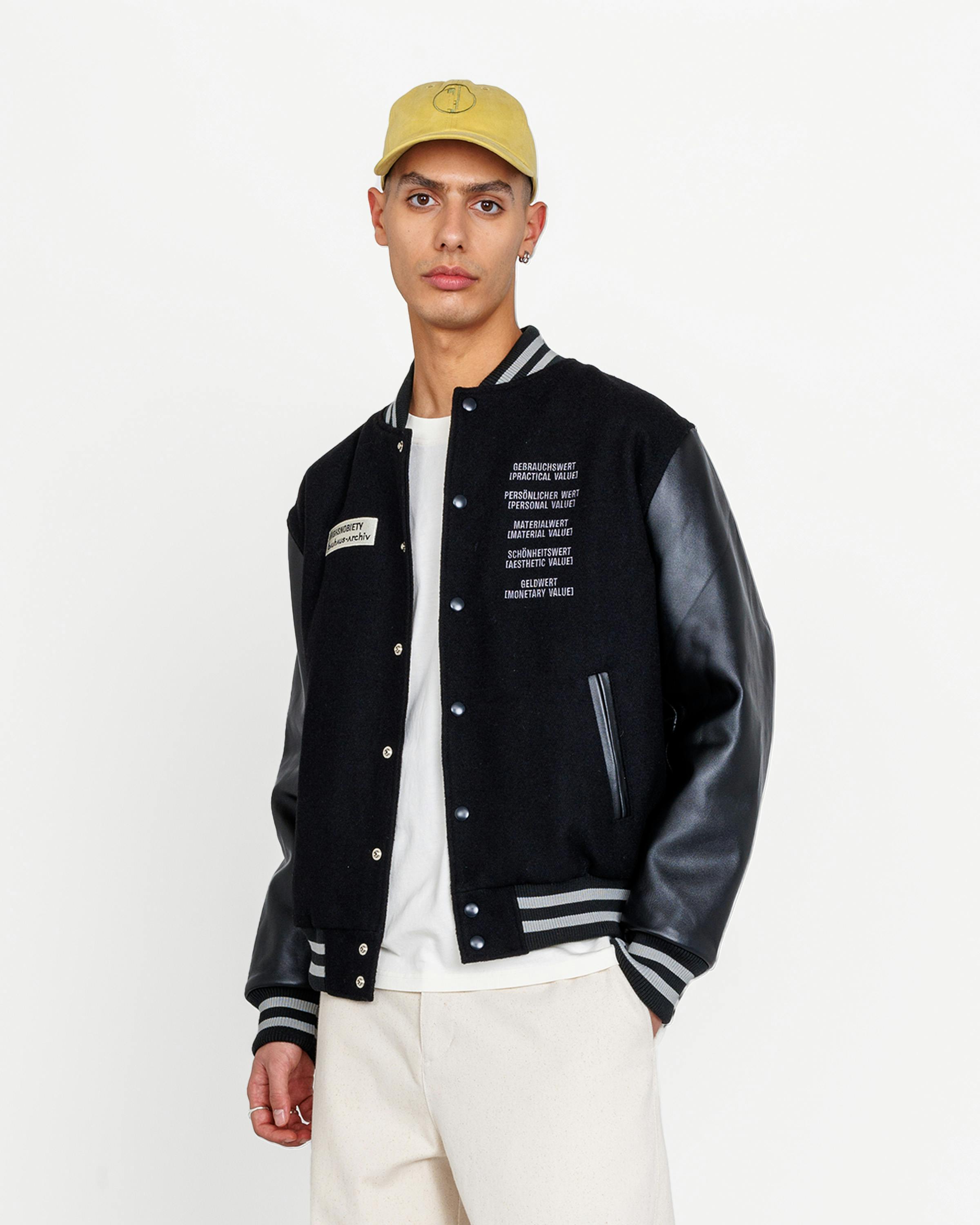 Highsnobiety x Bauhaus Archiv – Signet Varsity Jacket Black - Leather Jackets - Black - Image 2