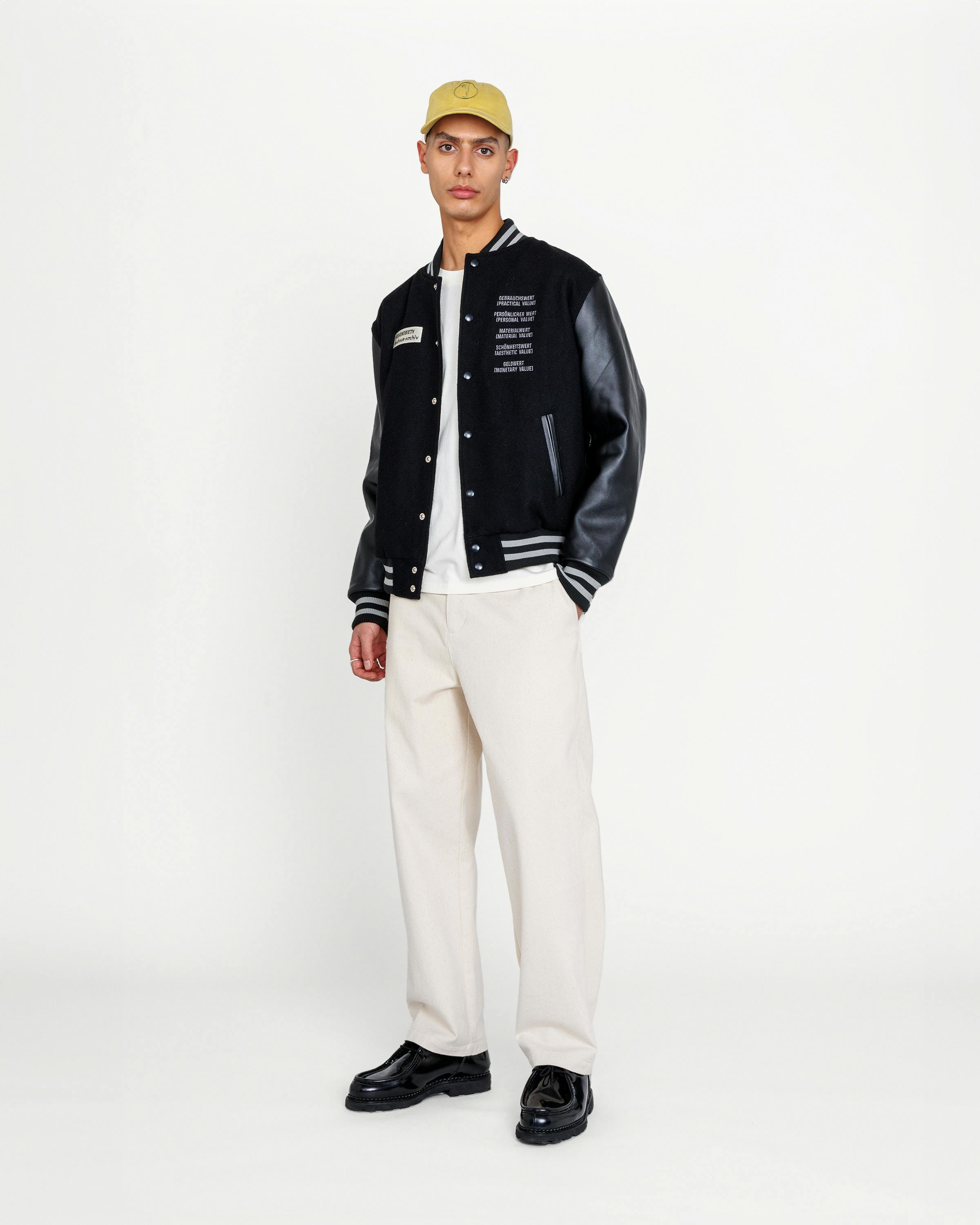 Highsnobiety x Bauhaus Archiv – Signet Varsity Jacket Black - Leather Jackets - Black - Image 3