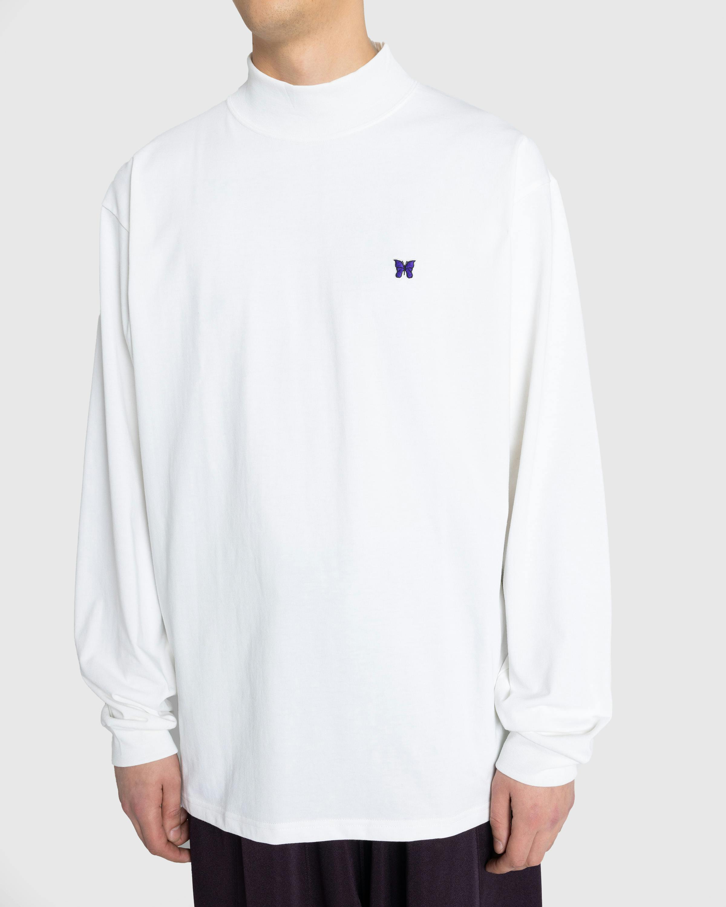 Needles – L/S Mock Neck Tee Poly Jersey White - Longsleeve Shirts - White - Image 7