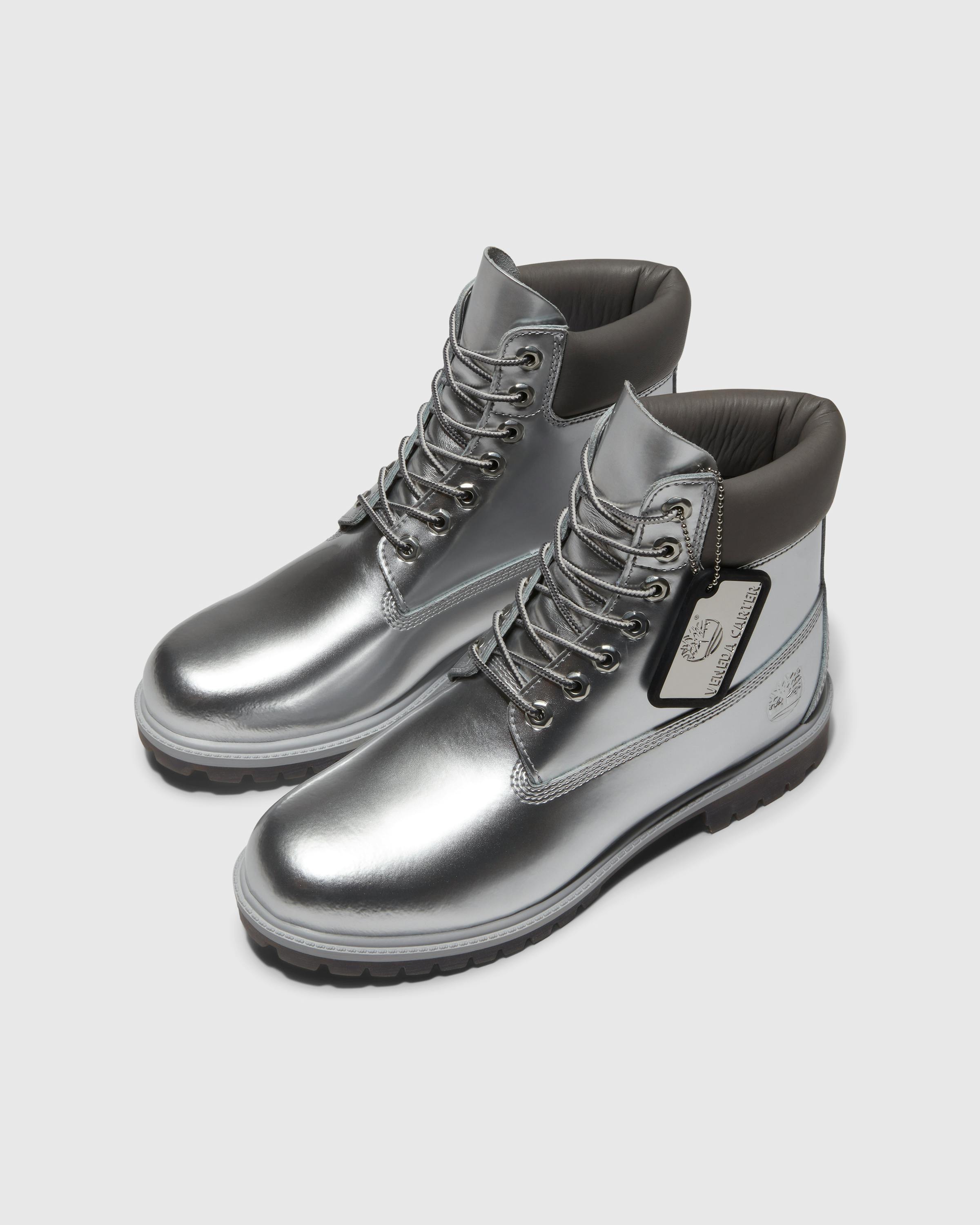 Timberland x Veneda Carter – 6 Inch Premium Boot Silver/Patent Leather  - Laced Up Boots - Silver - Image 5