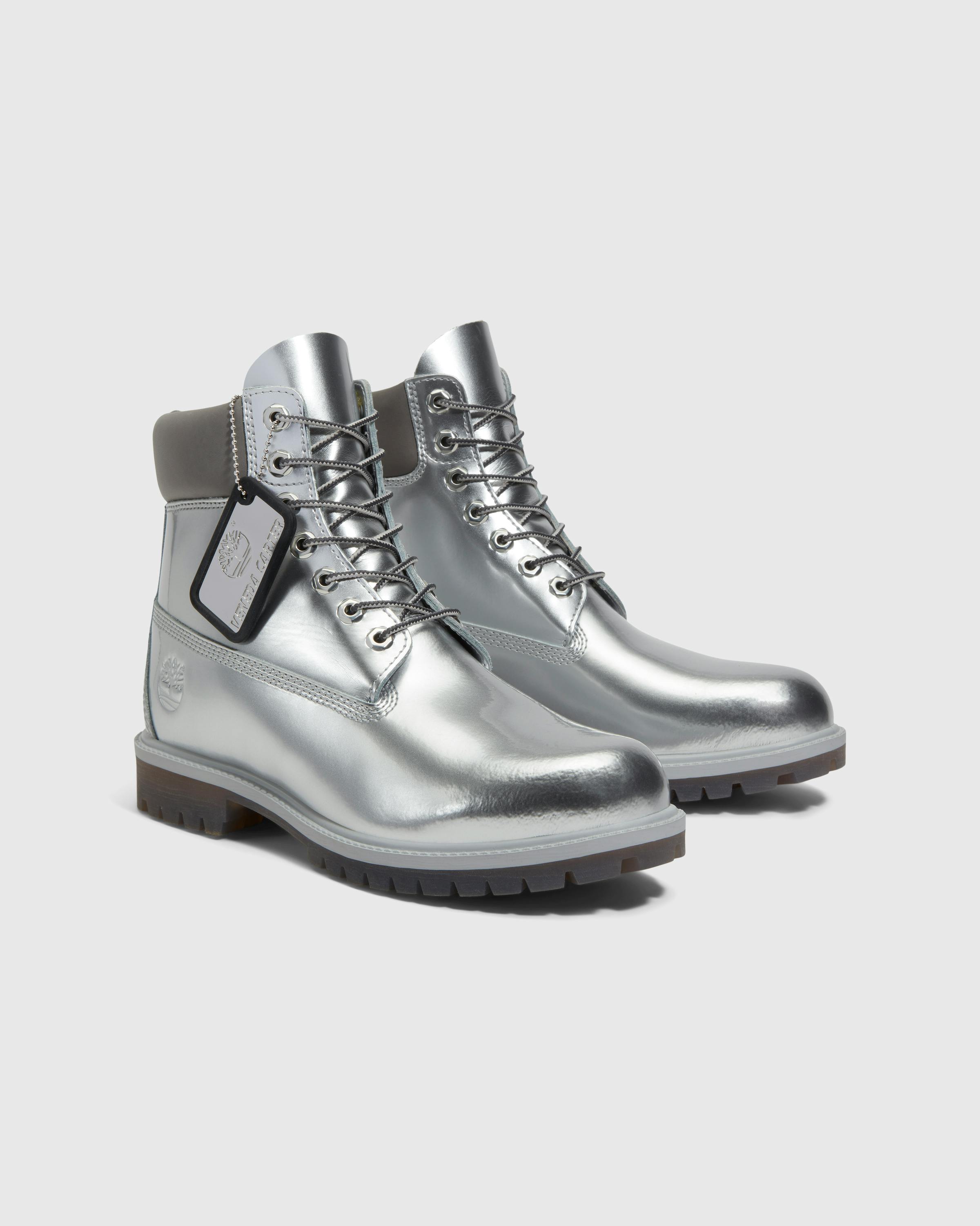 Timberland x Veneda Carter – 6 Inch Premium Boot Silver/Patent Leather  - Laced Up Boots - Silver - Image 4