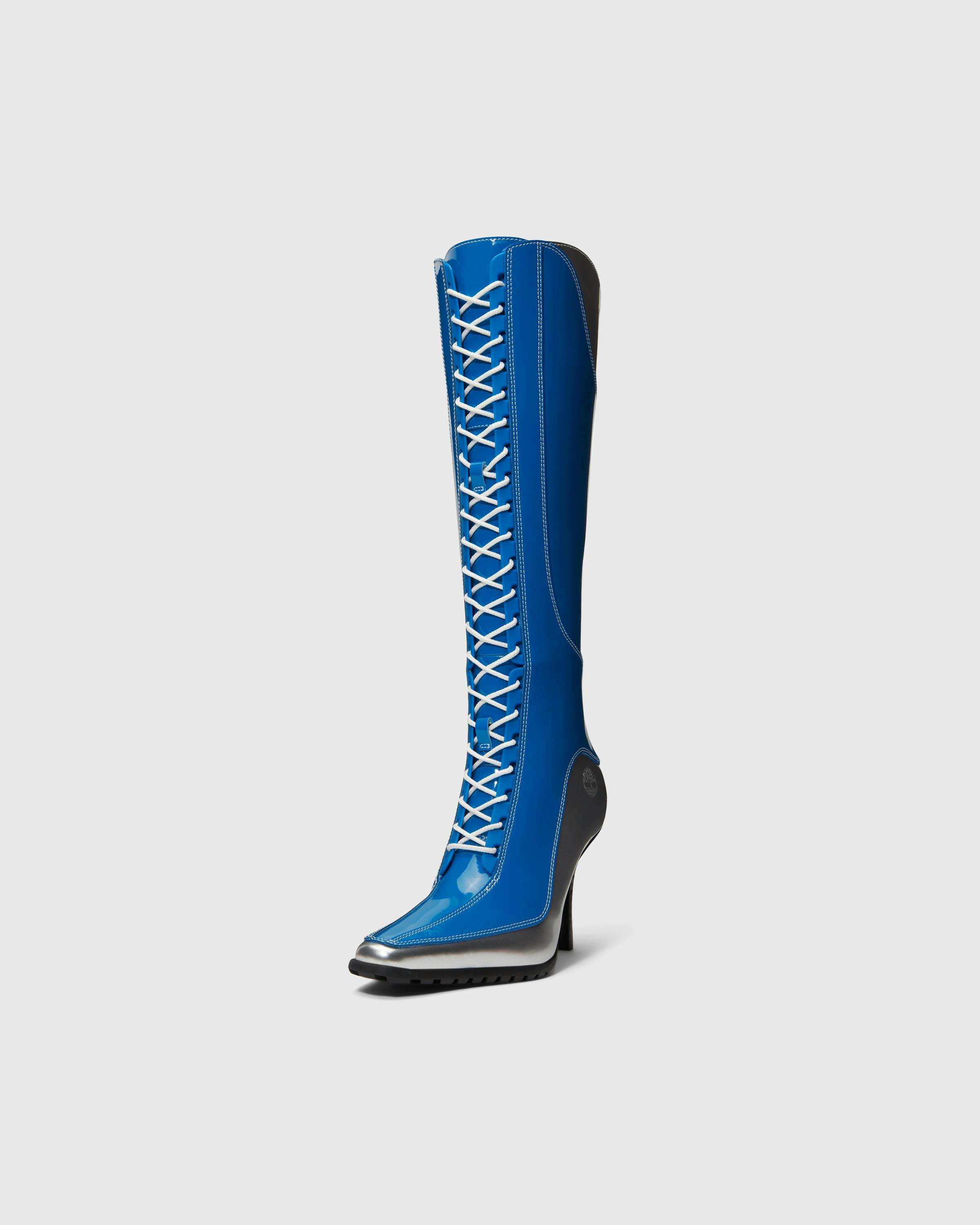 Timberland x Veneda Carter – 14-Inch Lace-Up Zip Boot Bright Blue Patent Leather/Silver - Zip-up & Buckled Boots - Blue - Image 4