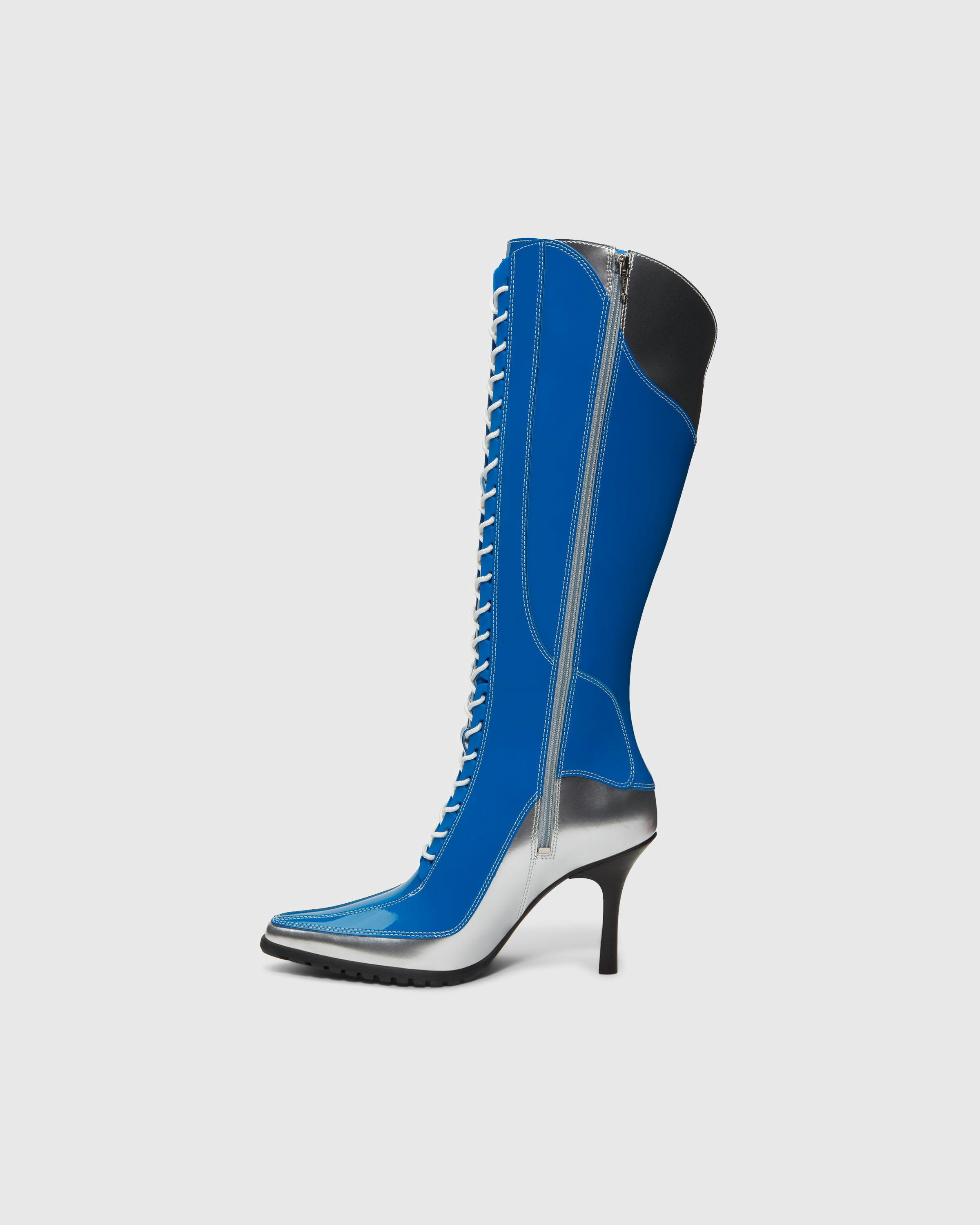 Timberland x Veneda Carter – 14-Inch Lace-Up Zip Boot Bright Blue Patent Leather/Silver - Zip-up & Buckled Boots - Blue - Image 2