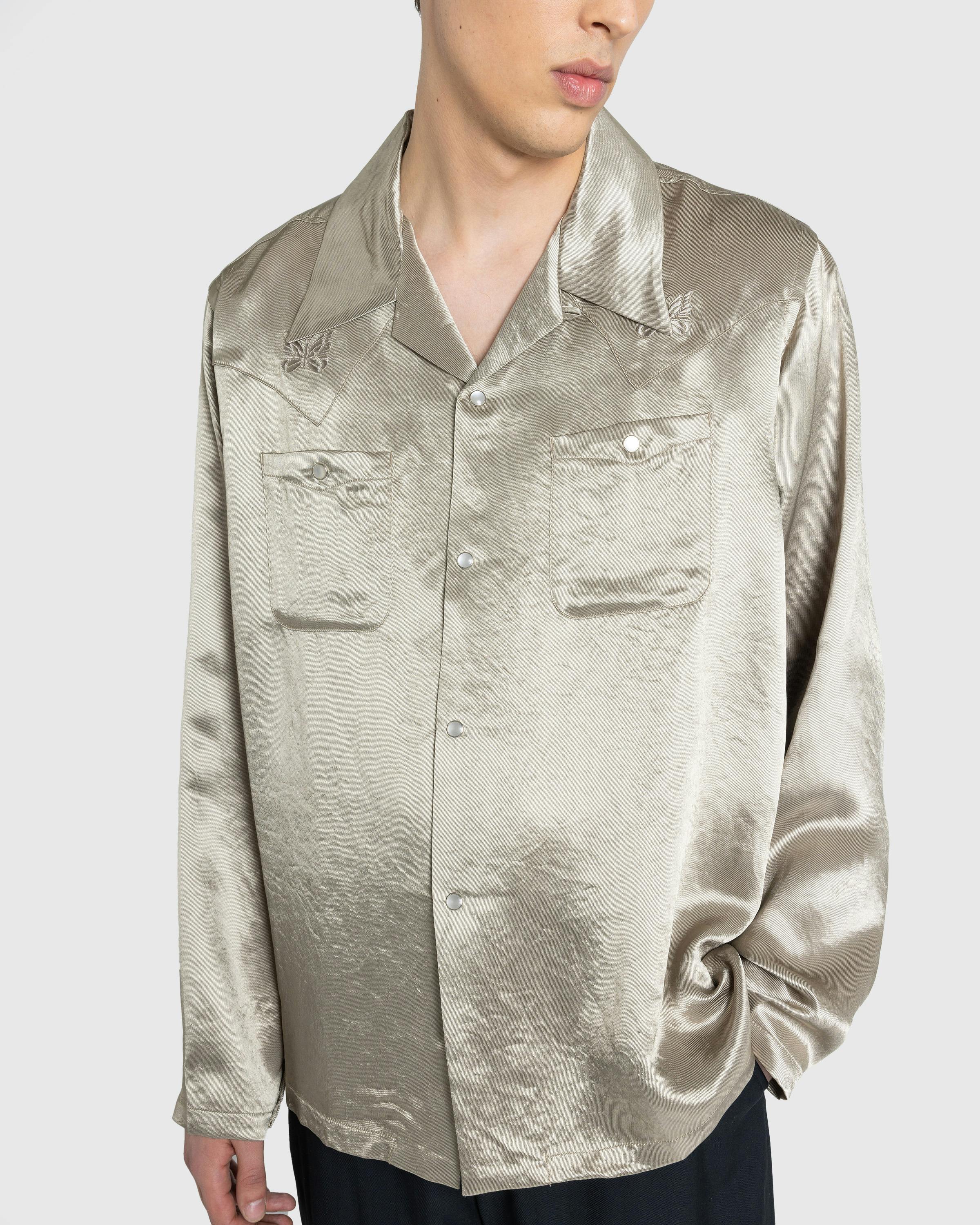 Needles – L/S Cowboy One-Up Shirt Acetate Sateen Taupe - Longsleeves - Beige - Image 7