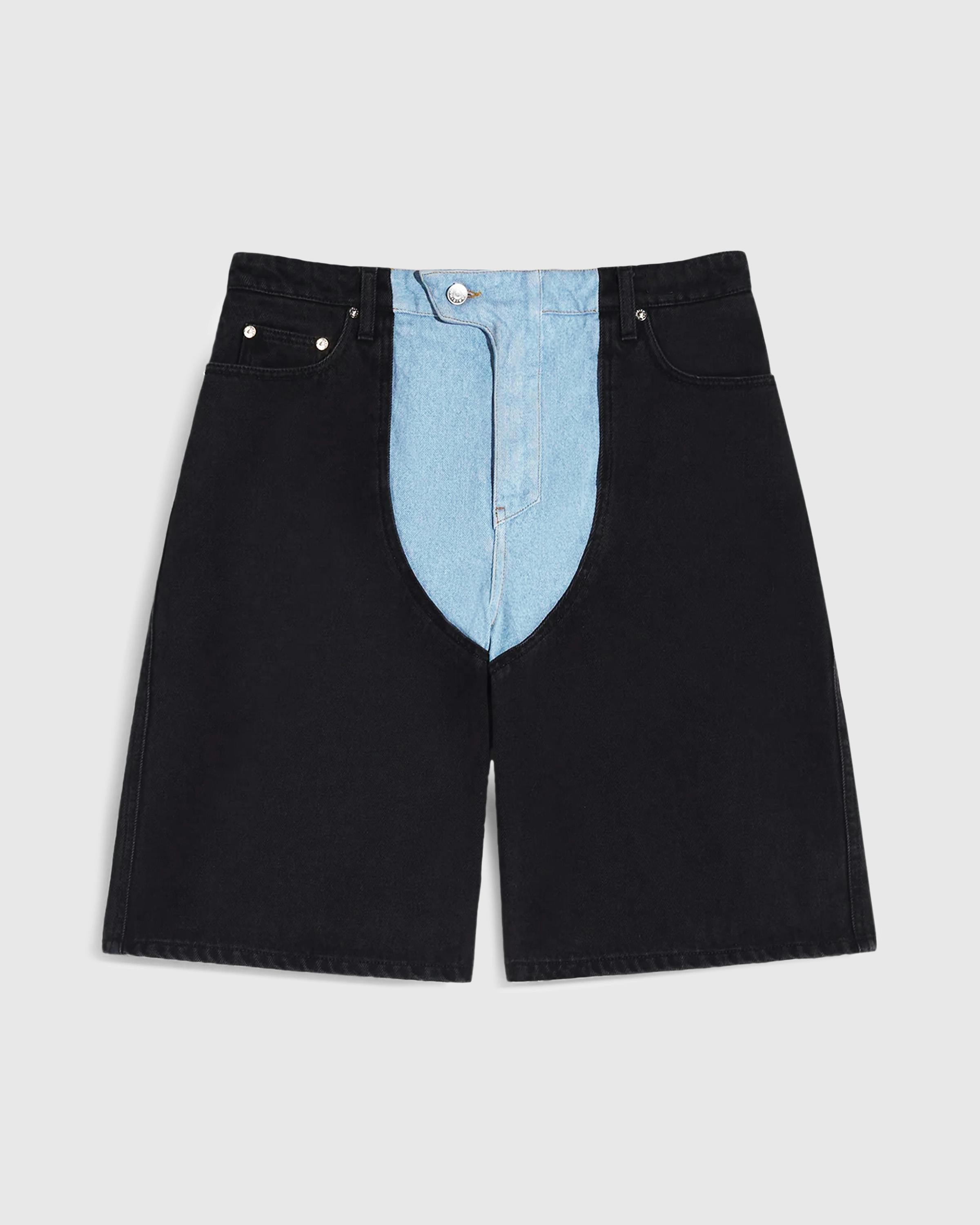 Mugler – Bi-Colored Laced Denim Shorts - Short Cuts - Blue - Image 3