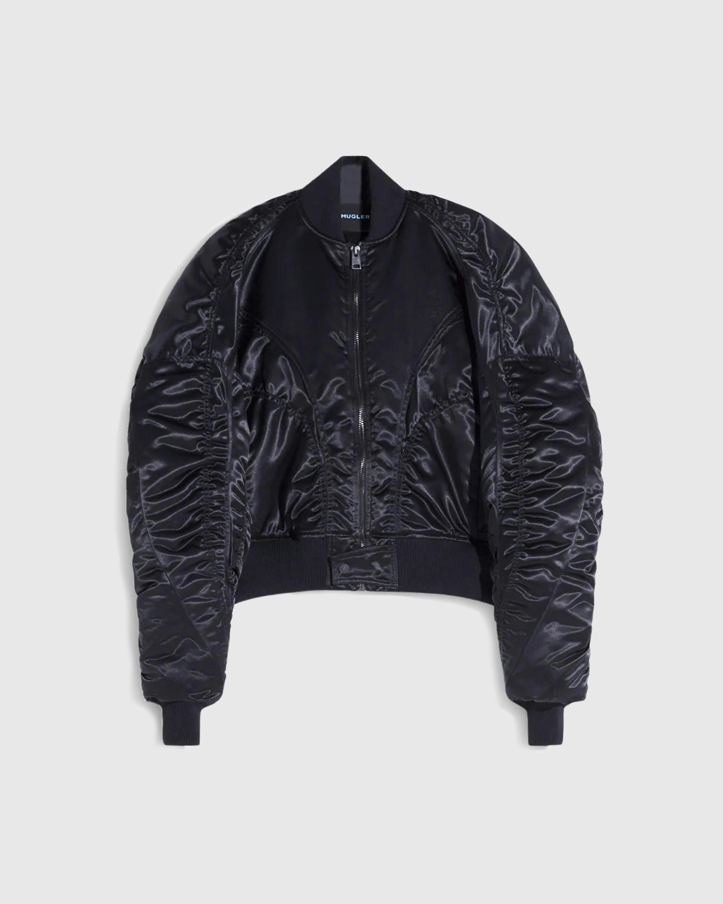 Mugler – Satin Bomber Jacket Black - Jackets - Black - Image 1