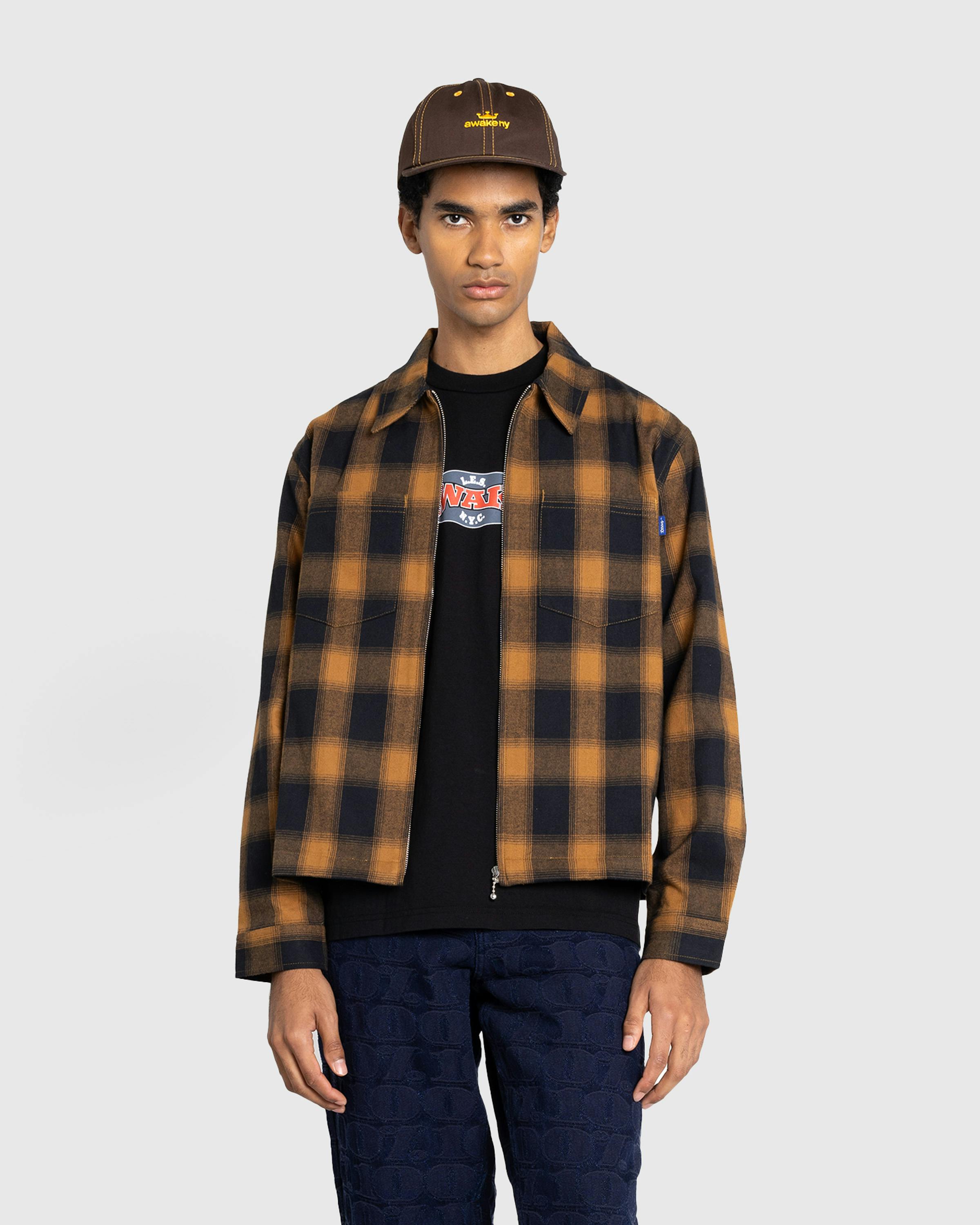 Awake NY – Brushed Flannel Shirt Jacket Orange/Multi - Longsleeve Shirts - Orange - Image 2