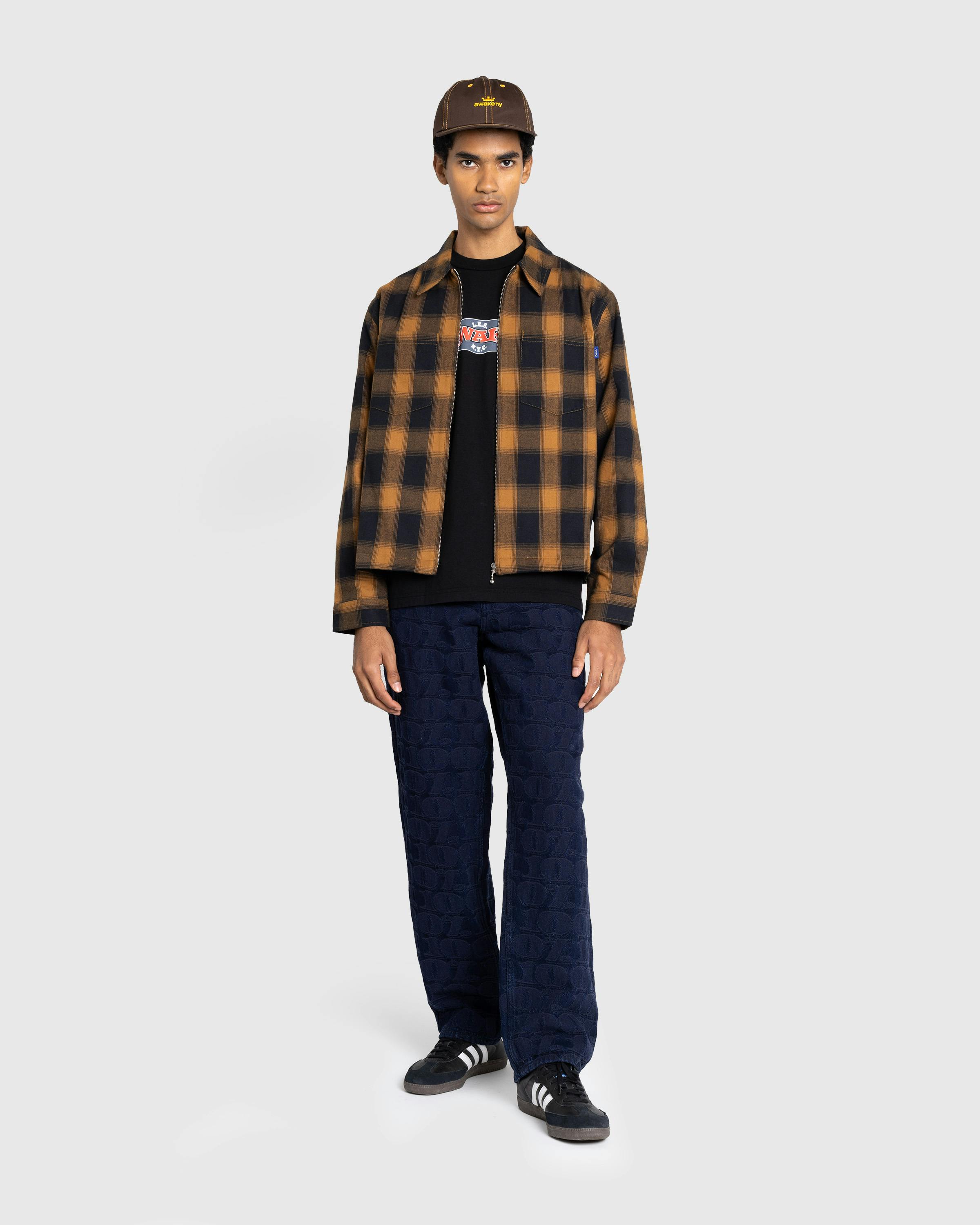 Awake NY – Brushed Flannel Shirt Jacket Orange/Multi - Longsleeve Shirts - Orange - Image 3