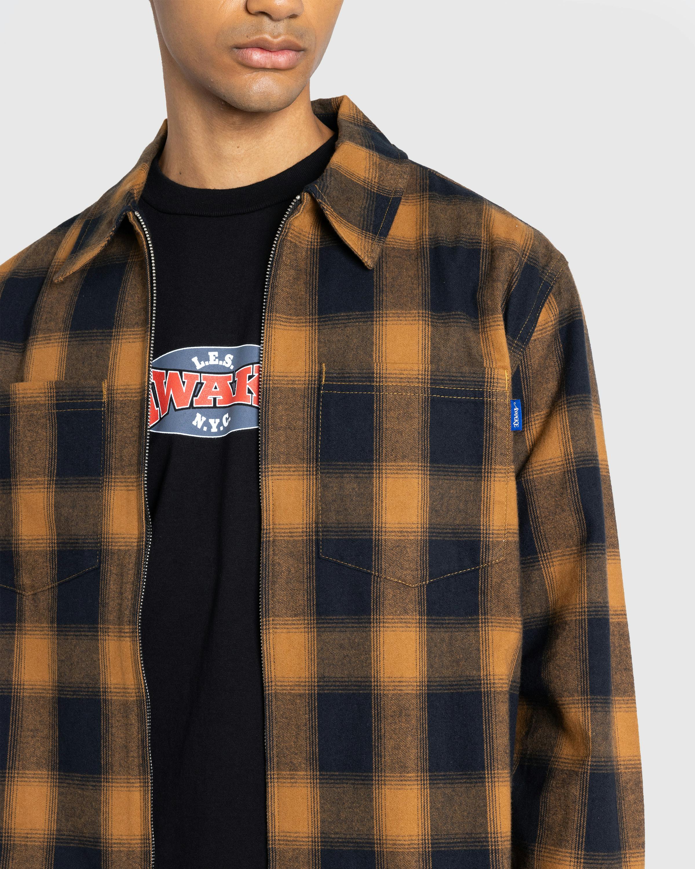 Awake NY – Brushed Flannel Shirt Jacket Orange/Multi - Longsleeve Shirts - Orange - Image 7