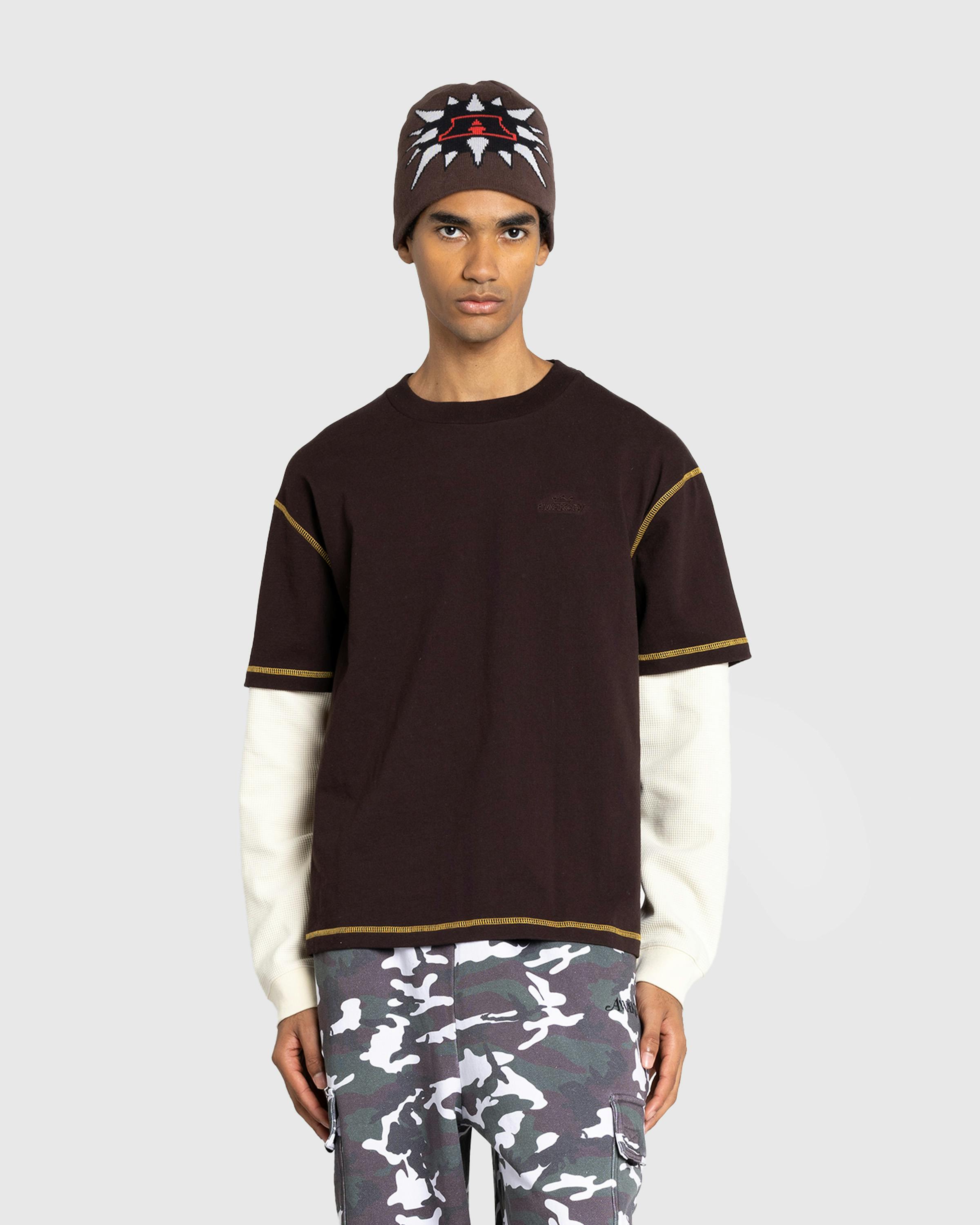 Awake NY – Waffle Long-Sleeve Washed Brown - Longsleeves - Brown - Image 2