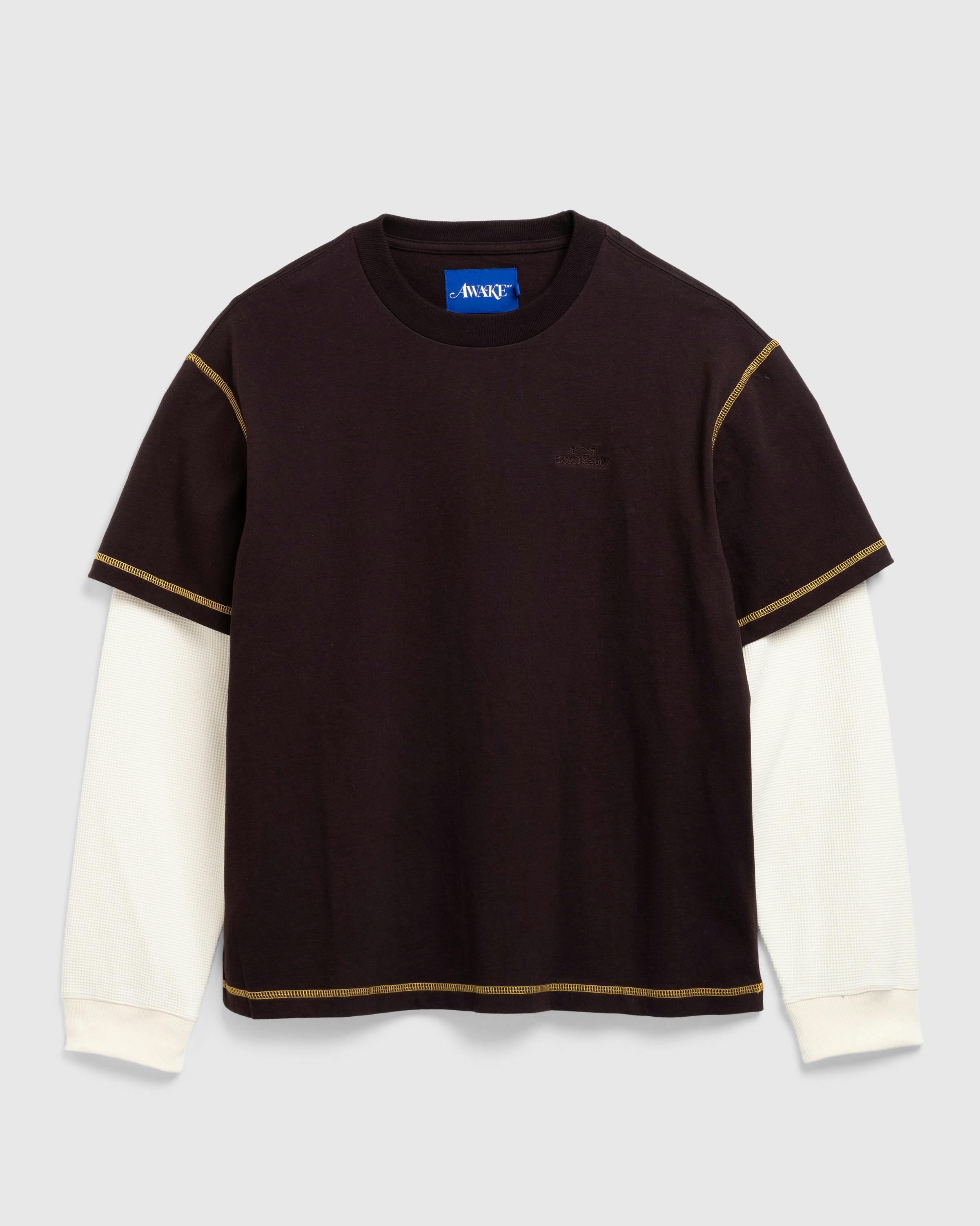 Awake NY – Waffle Long-Sleeve Washed Brown - Longsleeves - Brown - Image 1