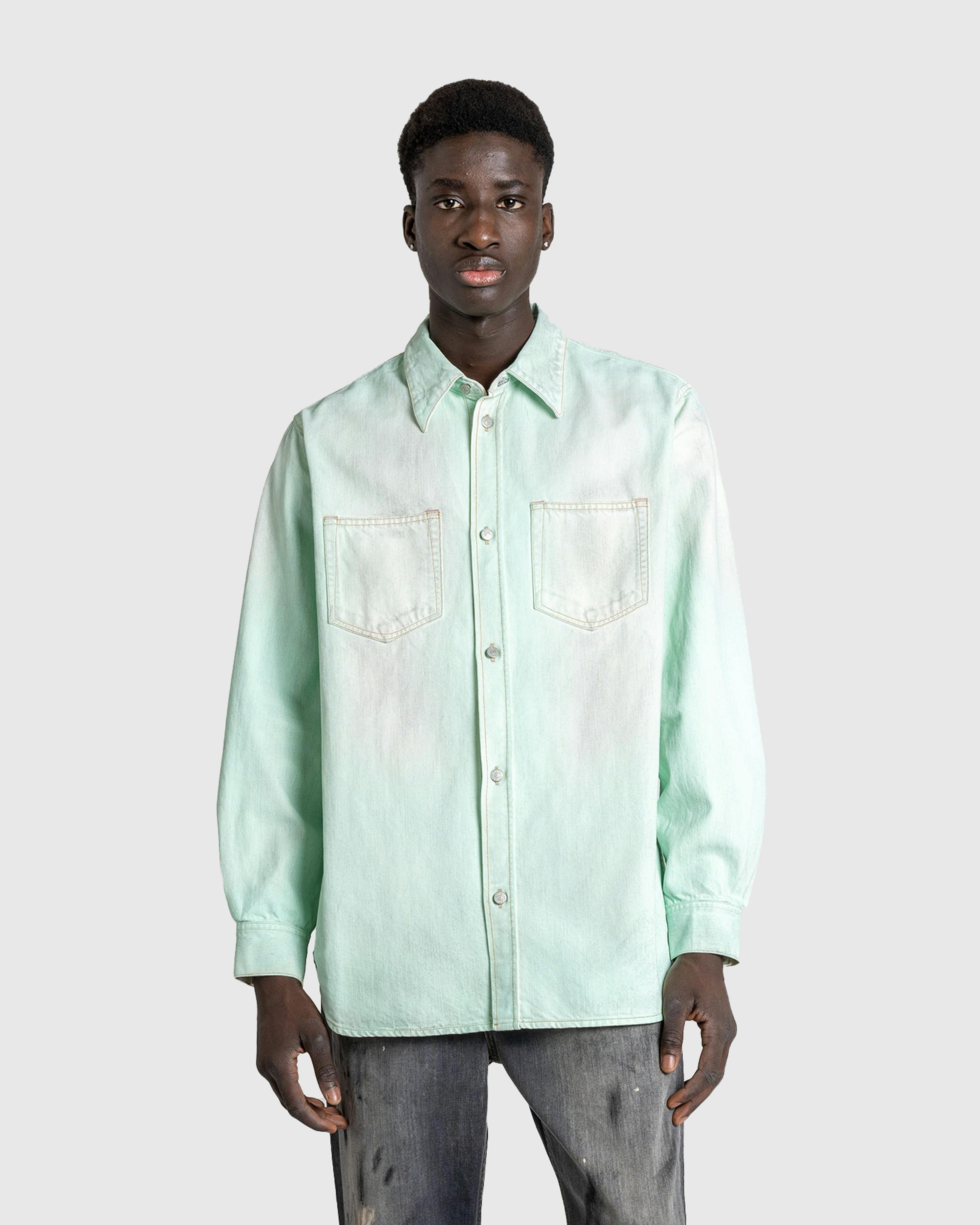 Acne Studios – Denim Button-Up Shirt - Longsleeve Shirts - Green - Image 2