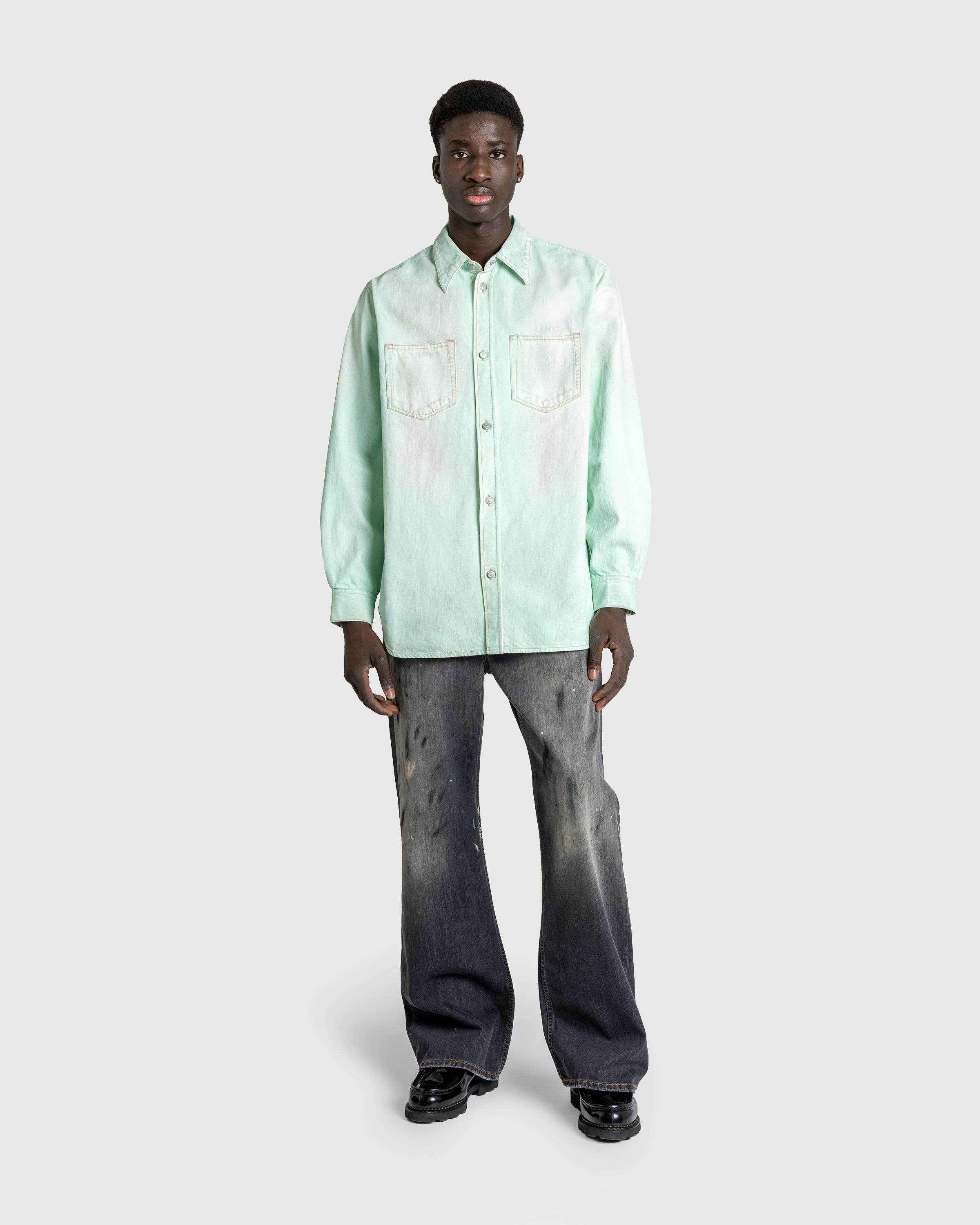 Acne Studios – Denim Button-Up Shirt - Longsleeve Shirts - Green - Image 3