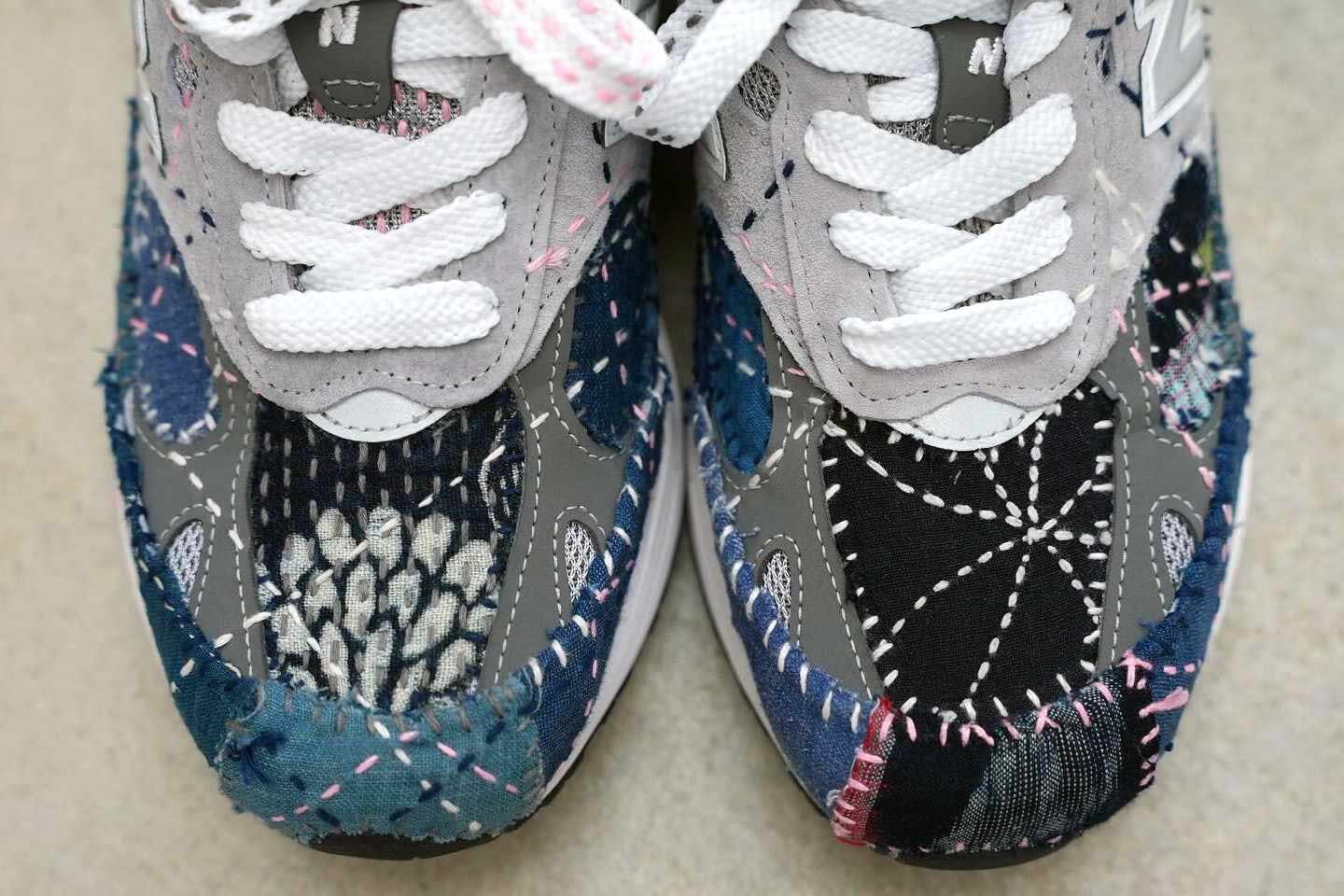 sashiko gals hand-stitched new balance sneaker