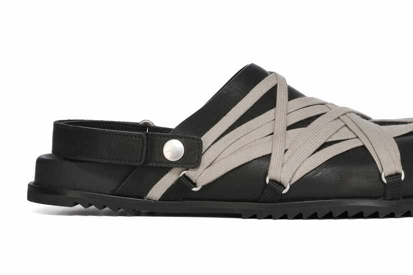 Rick Owens megalace mule ss25 in black calfskin leather