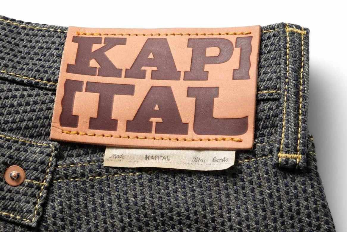 kapital century denim jeans with leather patch