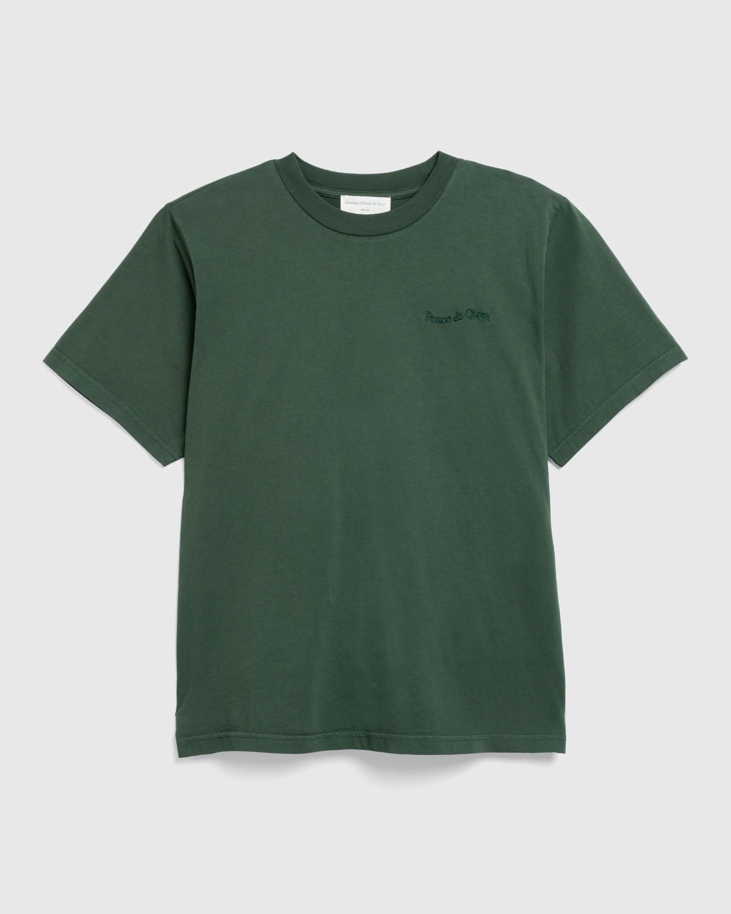 Museum of Peace & Quiet – Wordmark Pigment Dyed T-Shirt - Tees - Green - Image 1