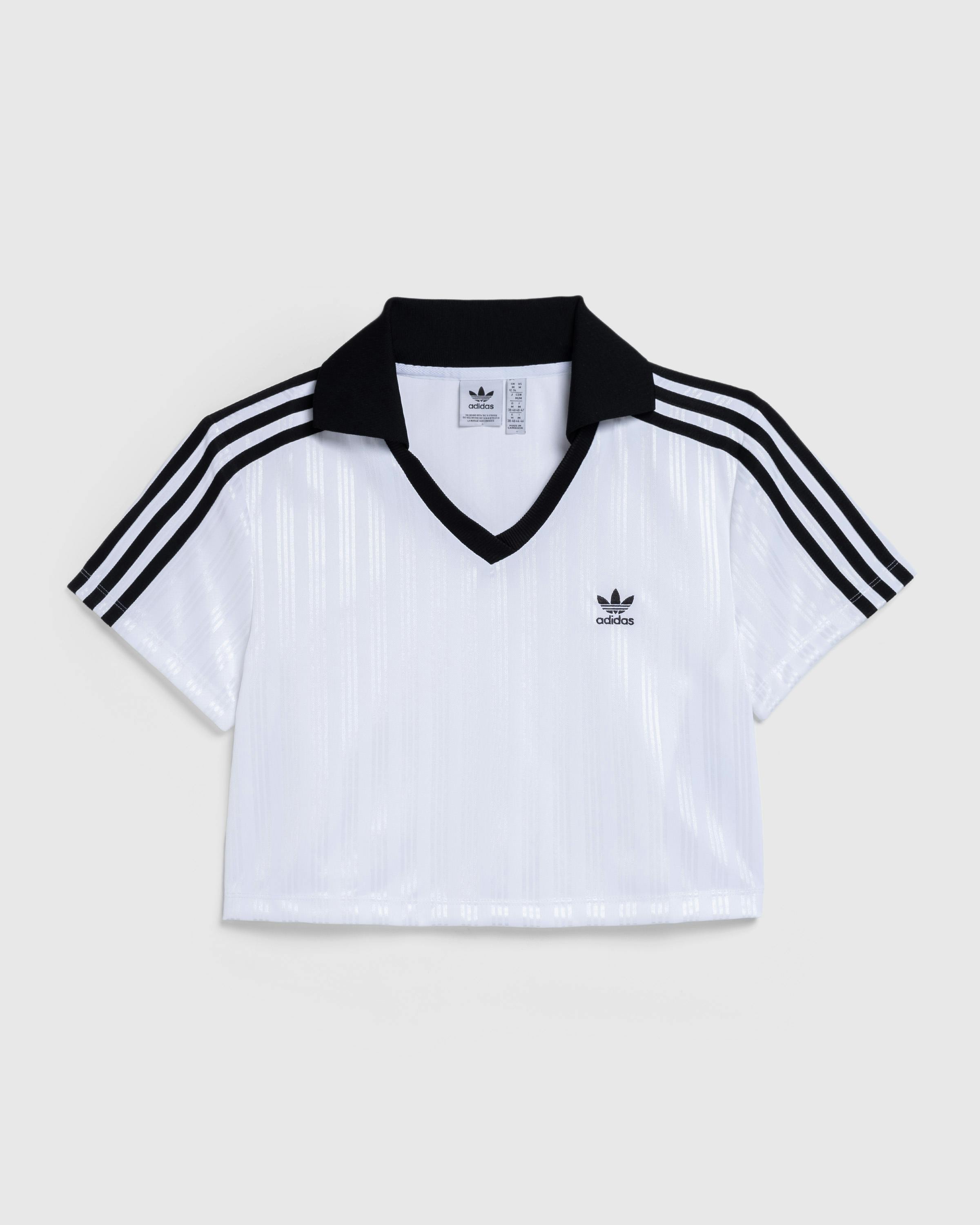 adidas – V-Neck Crop Polo Shirt - Polos - White - Image 1