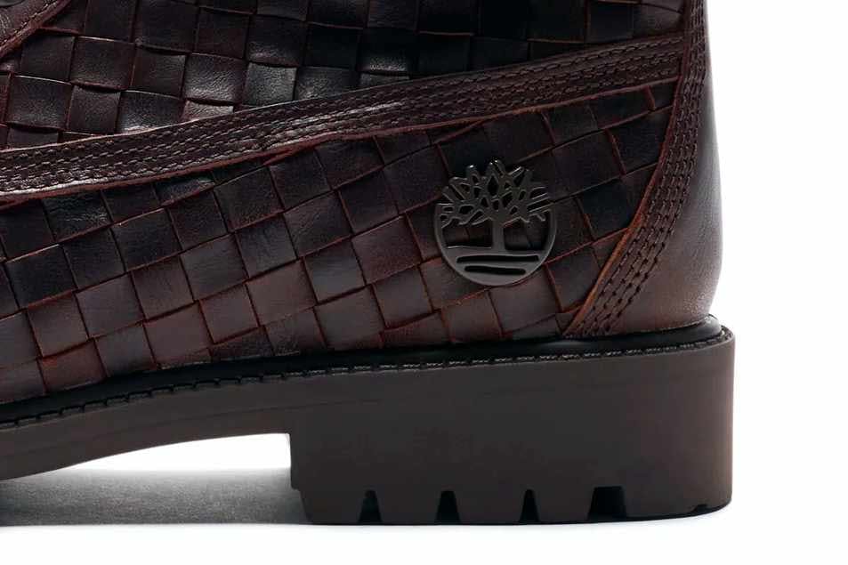 timberland woven black leather boot