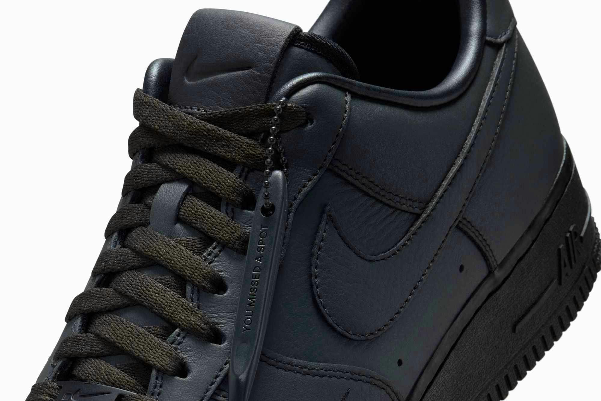 nike .swoosh all black air force 1 sneaker in leather