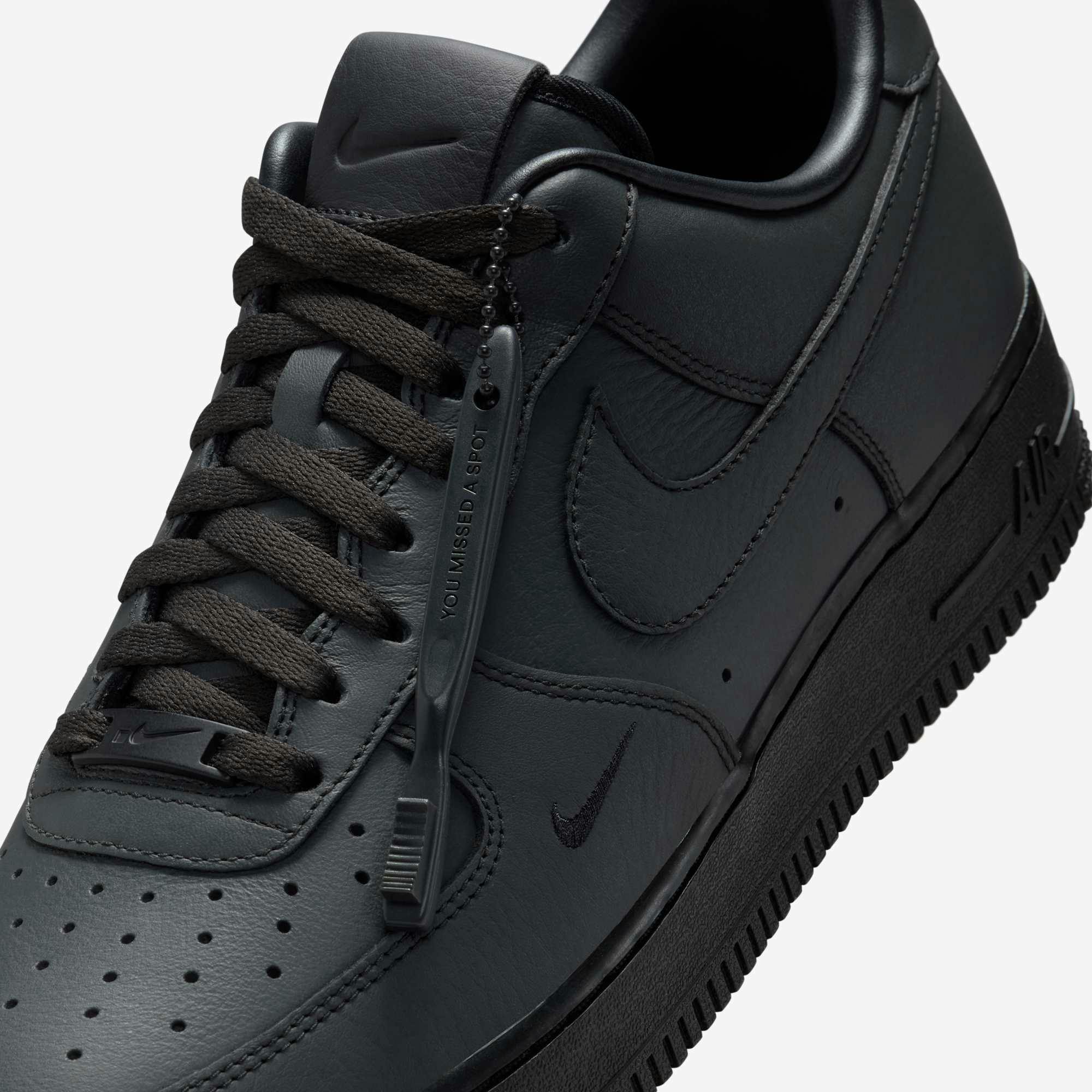 nike .swoosh all black air force 1 sneaker in leather