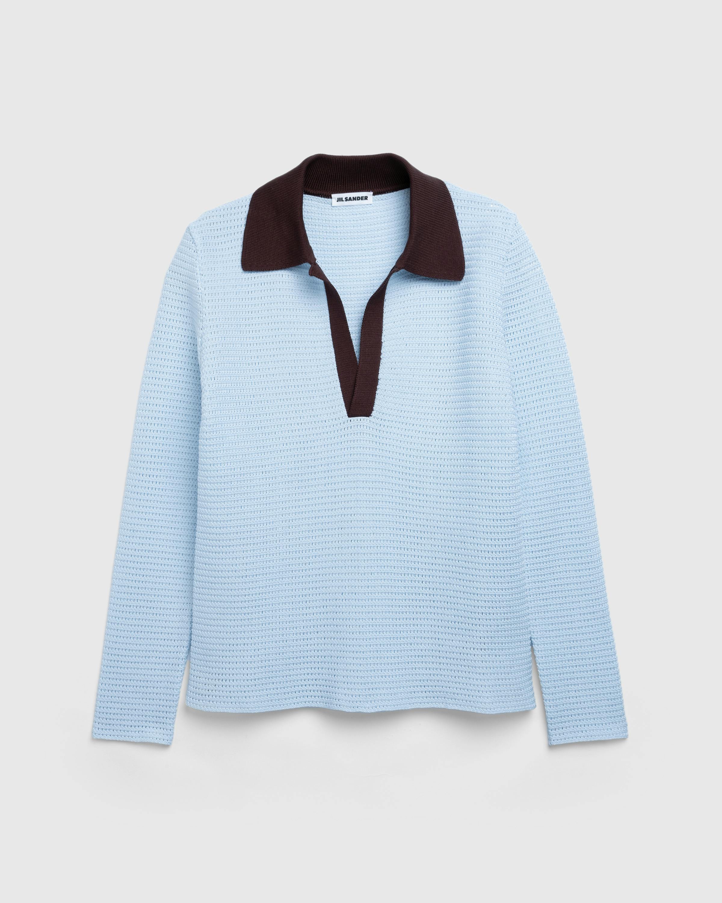 Jil Sander – Polo Neck LS Jumper - Polos - Blue - Image 1