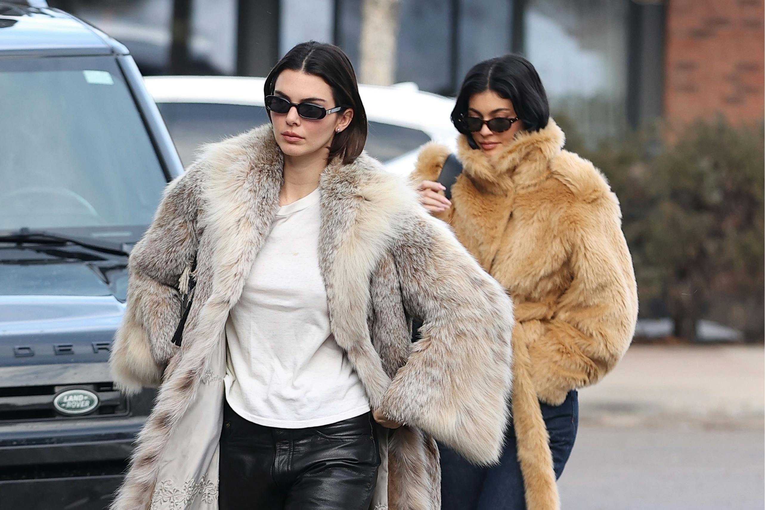 Celebrity Fur Trend Faux Kylie Kendall Jenner Hailey Bieber Shaboozey Bella Hadid Mariah Carey Aspen Apres Ski Style Luxury Fashion Faux Fur History TikTok Trend