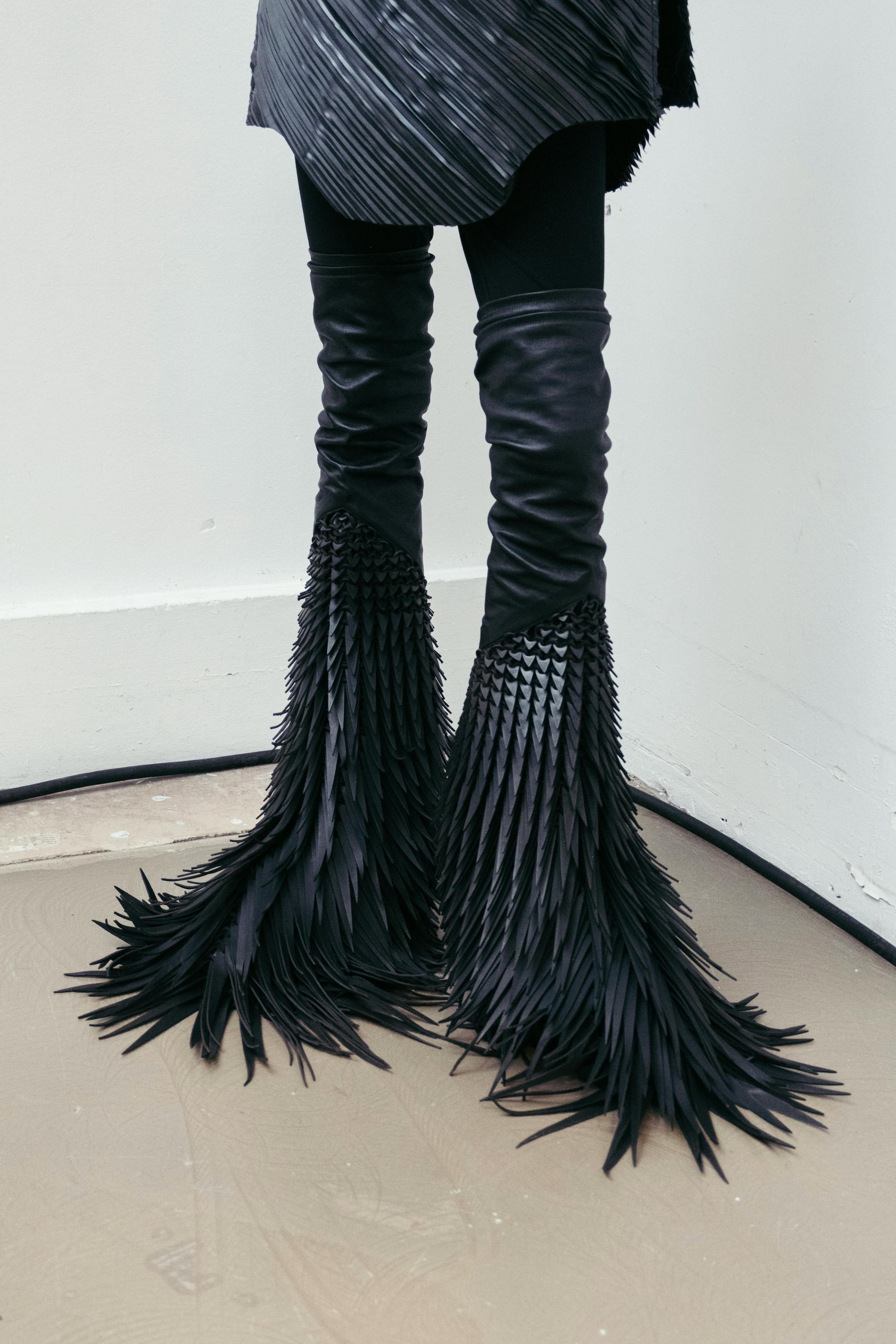 Rick Owens feathered Kiss boots