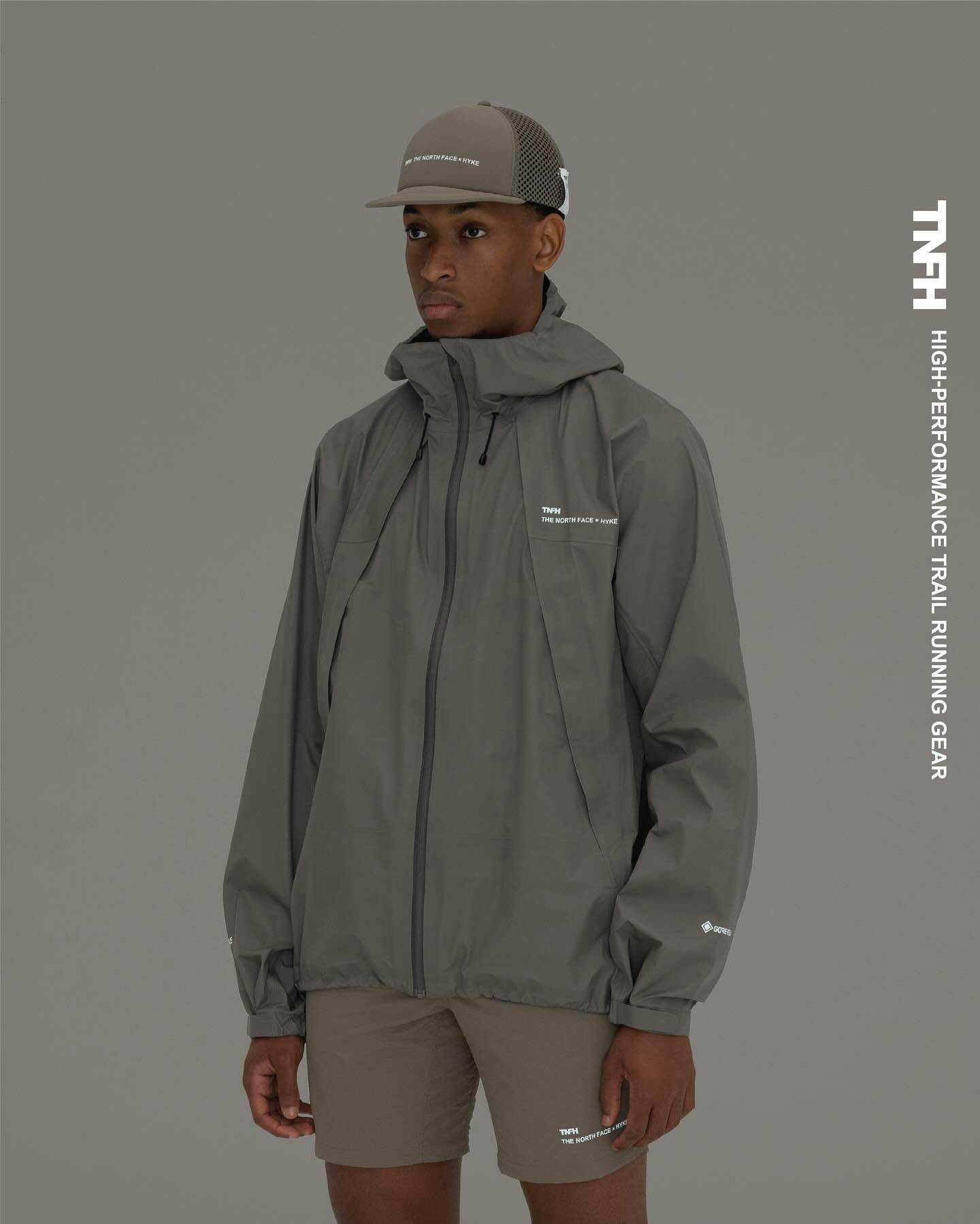 the north face x hyke spring summer 2025 black and green running jackets