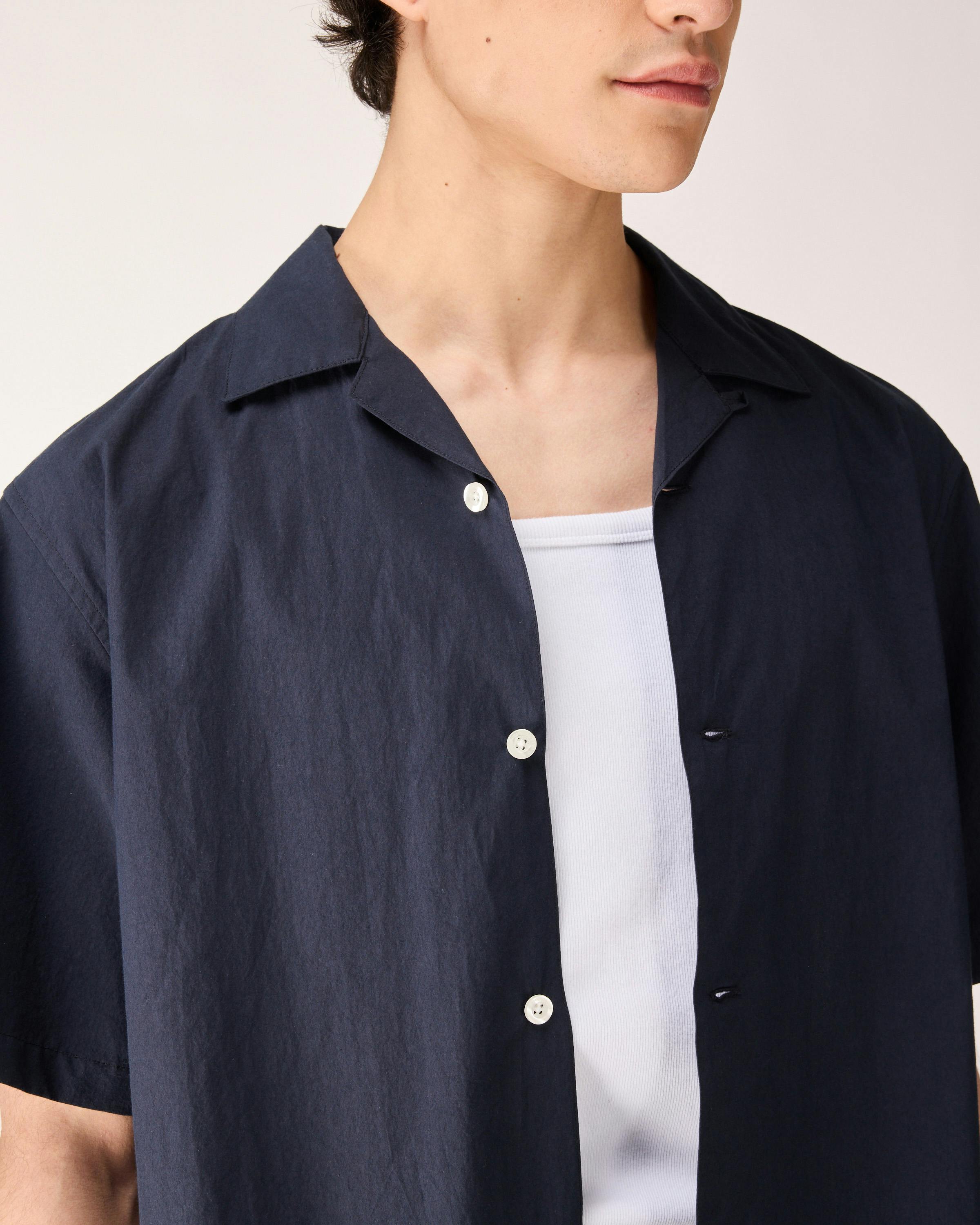 Highsnobiety HS05 –  Boxy Camp Collar Shirt - Shortsleeve Shirts - Navy - Image 6