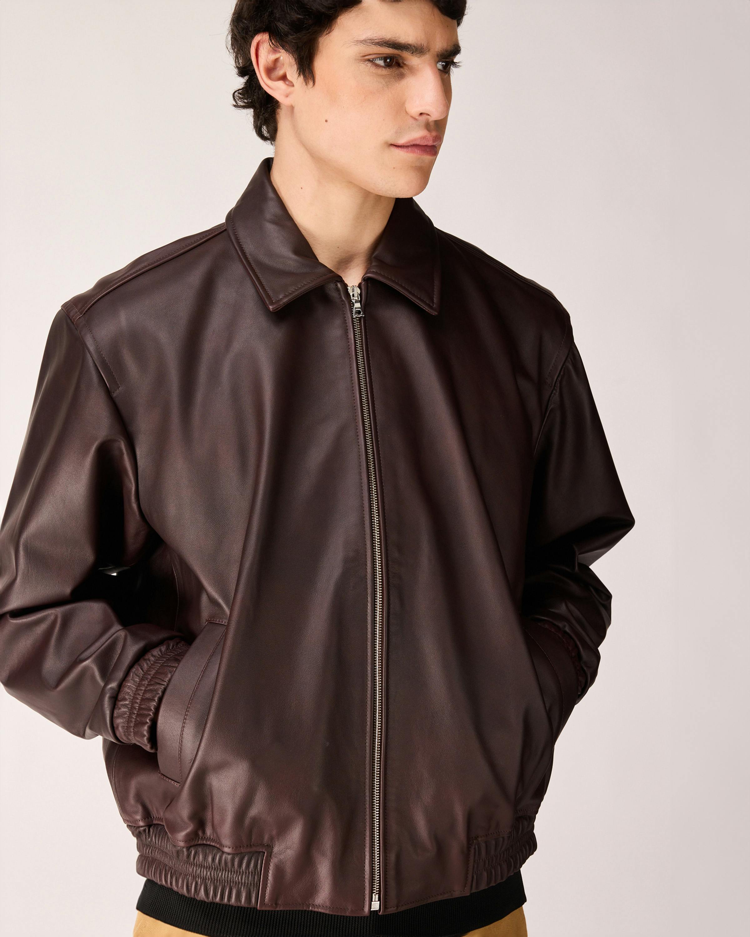 Highsnobiety HS05 – Leather Bomber - Leather Jackets - Ruby - Image 3