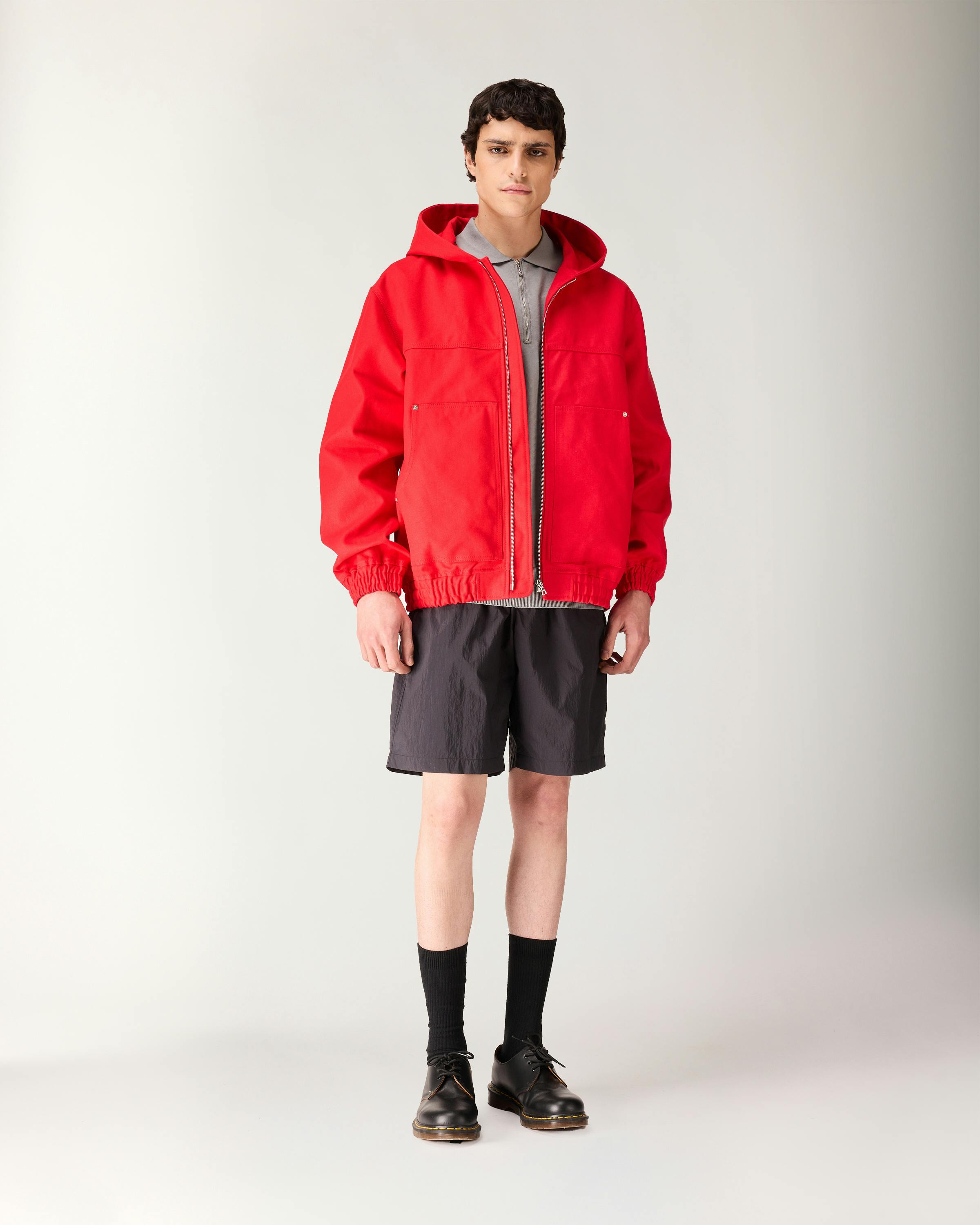 Highsnobiety HS05 – Oxford Canvas Hooded Jacket - Jackets - Red - Image 3