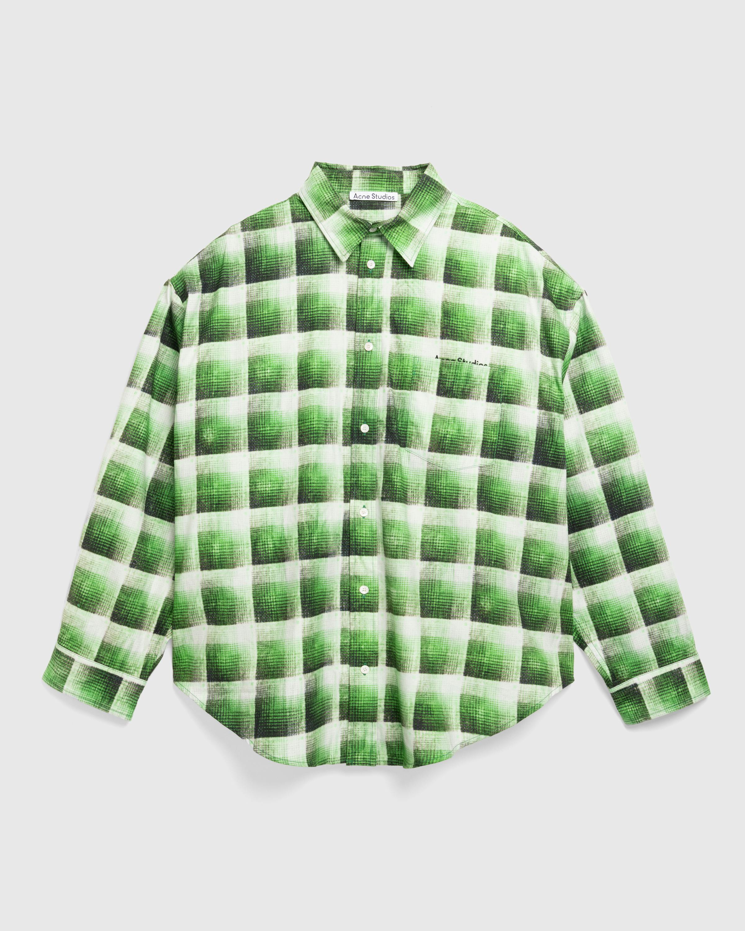 Acne Studios – Check Button-Up Shirt - Longsleeve Shirts - Green - Image 1